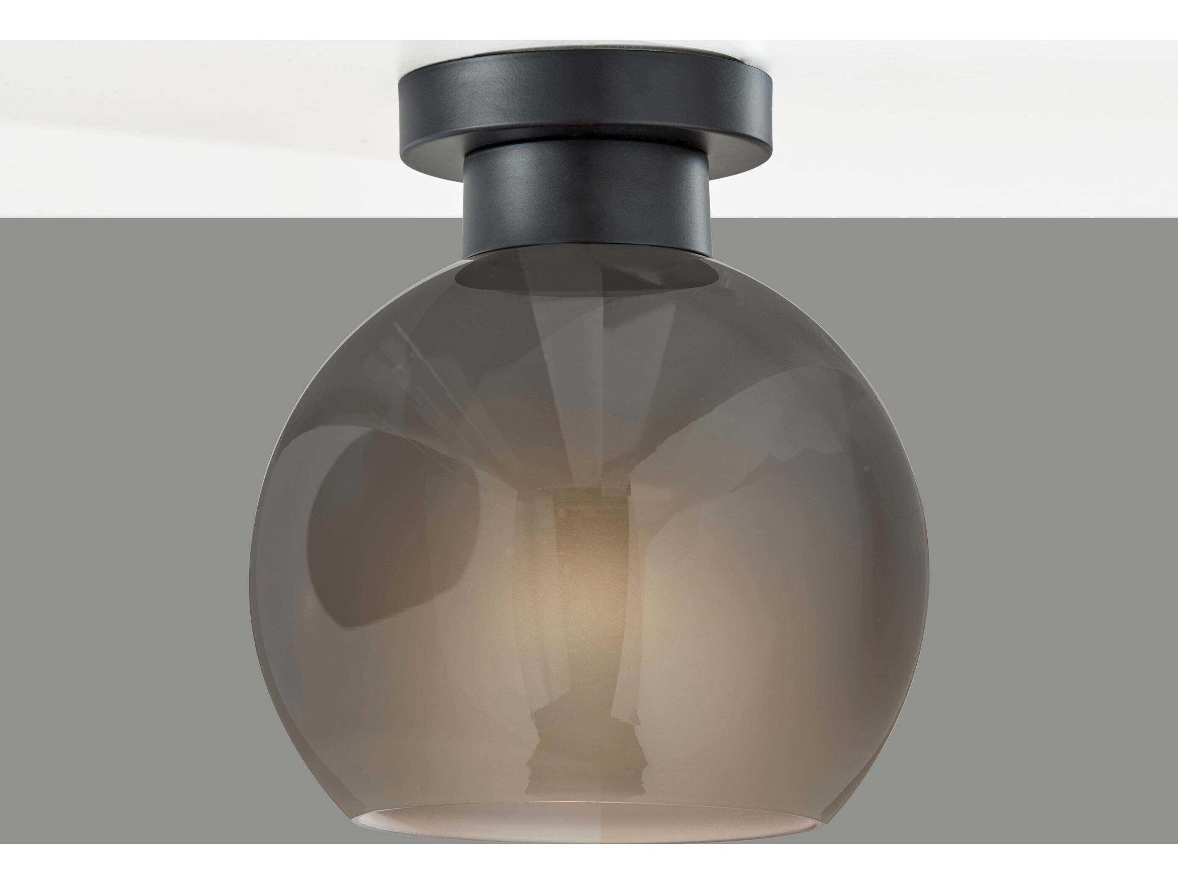 Adesso Atticus Black Globe Flush Mount