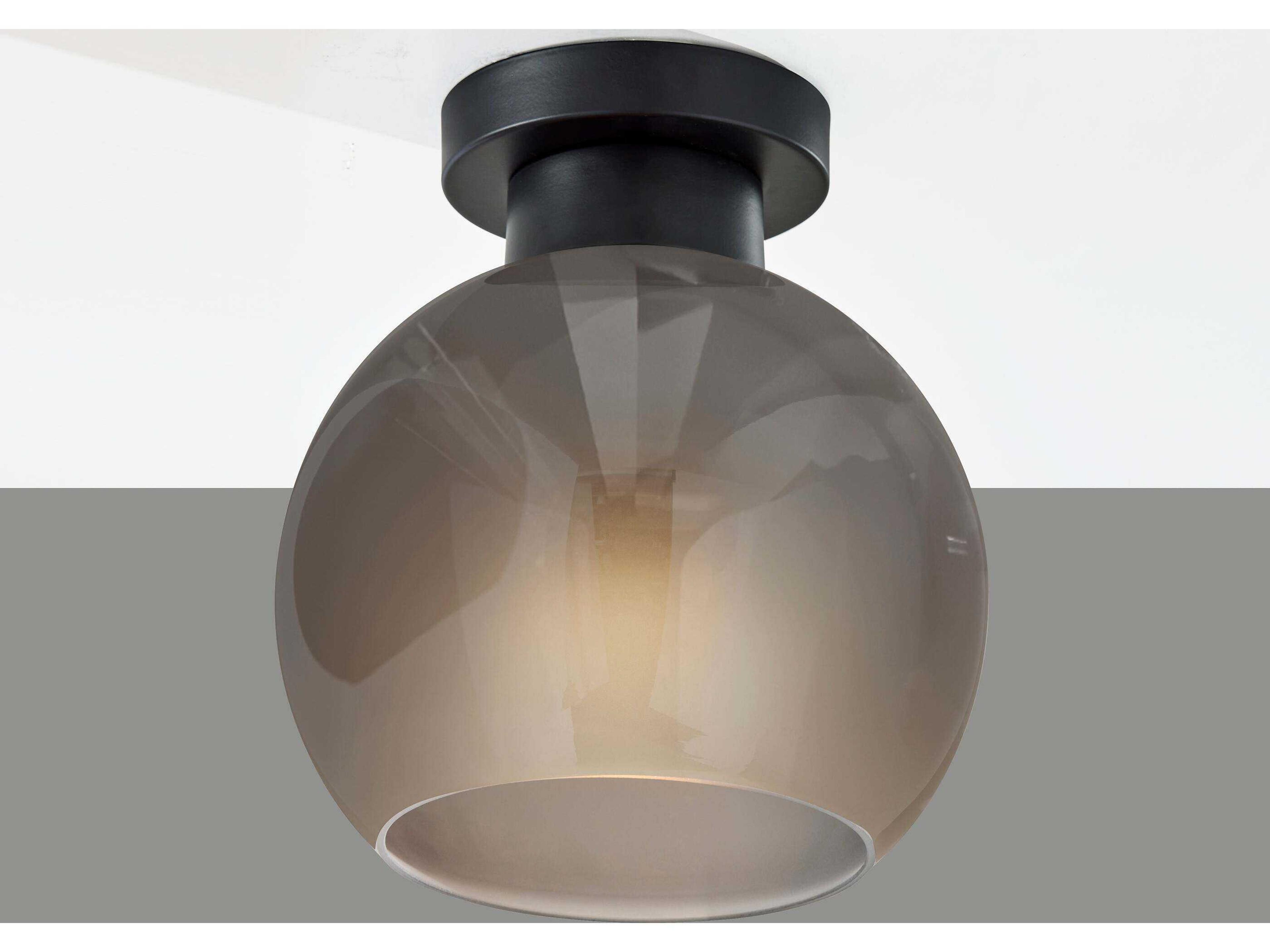 Adesso Atticus Black Globe Flush Mount
