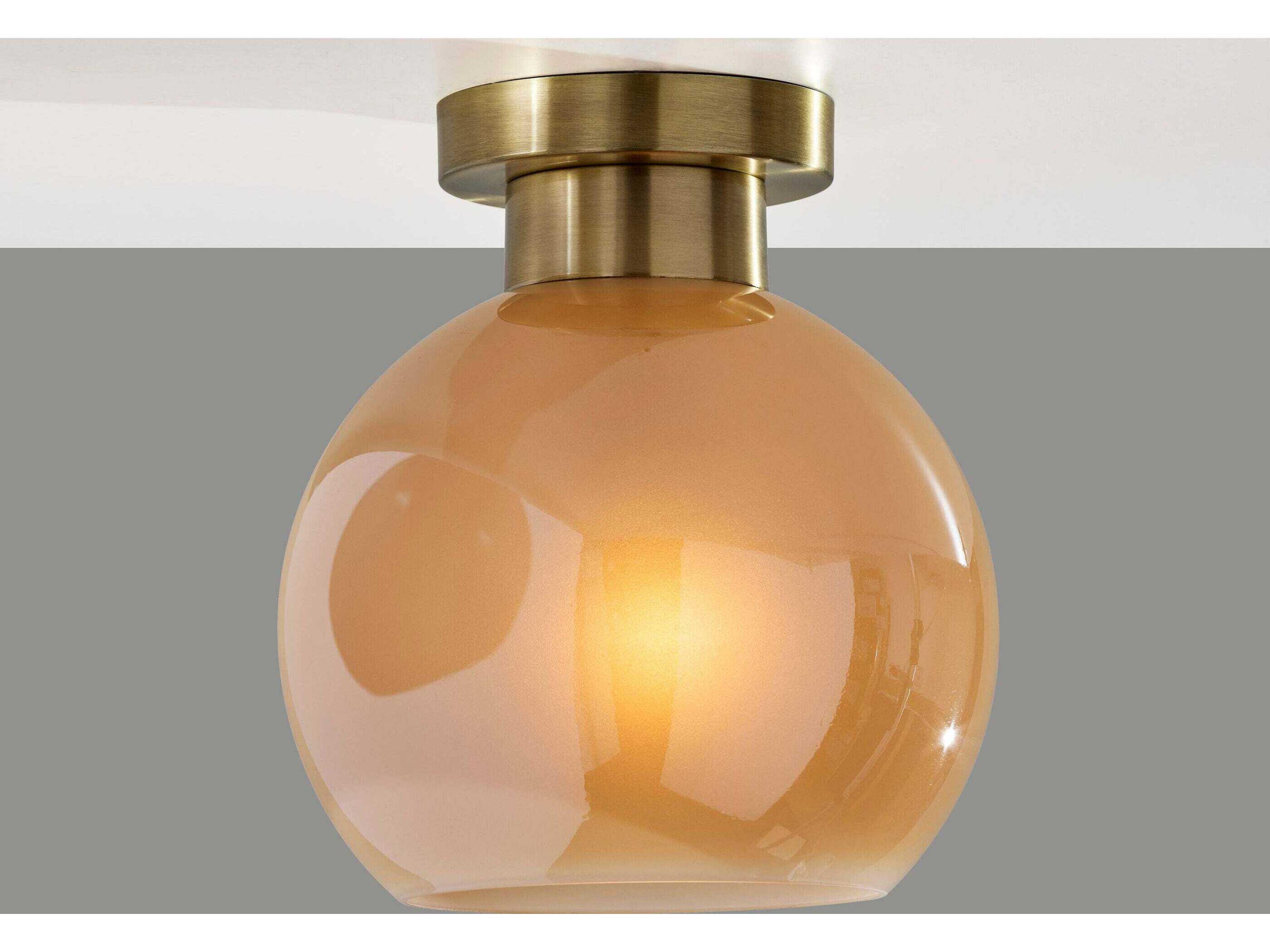 Adesso Atticus Antique Brass Globe Flush Mount
