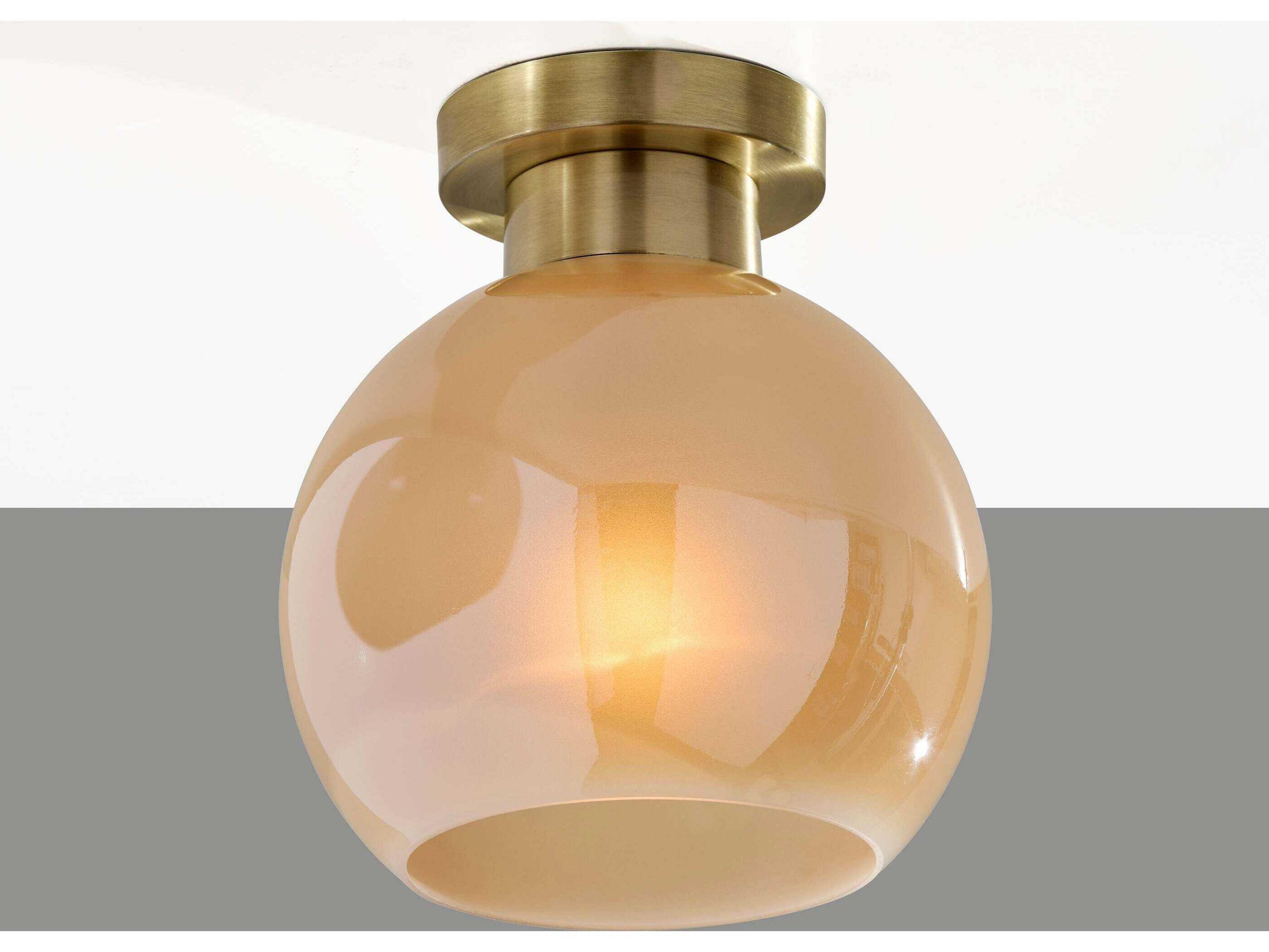 Adesso Atticus Antique Brass Globe Flush Mount