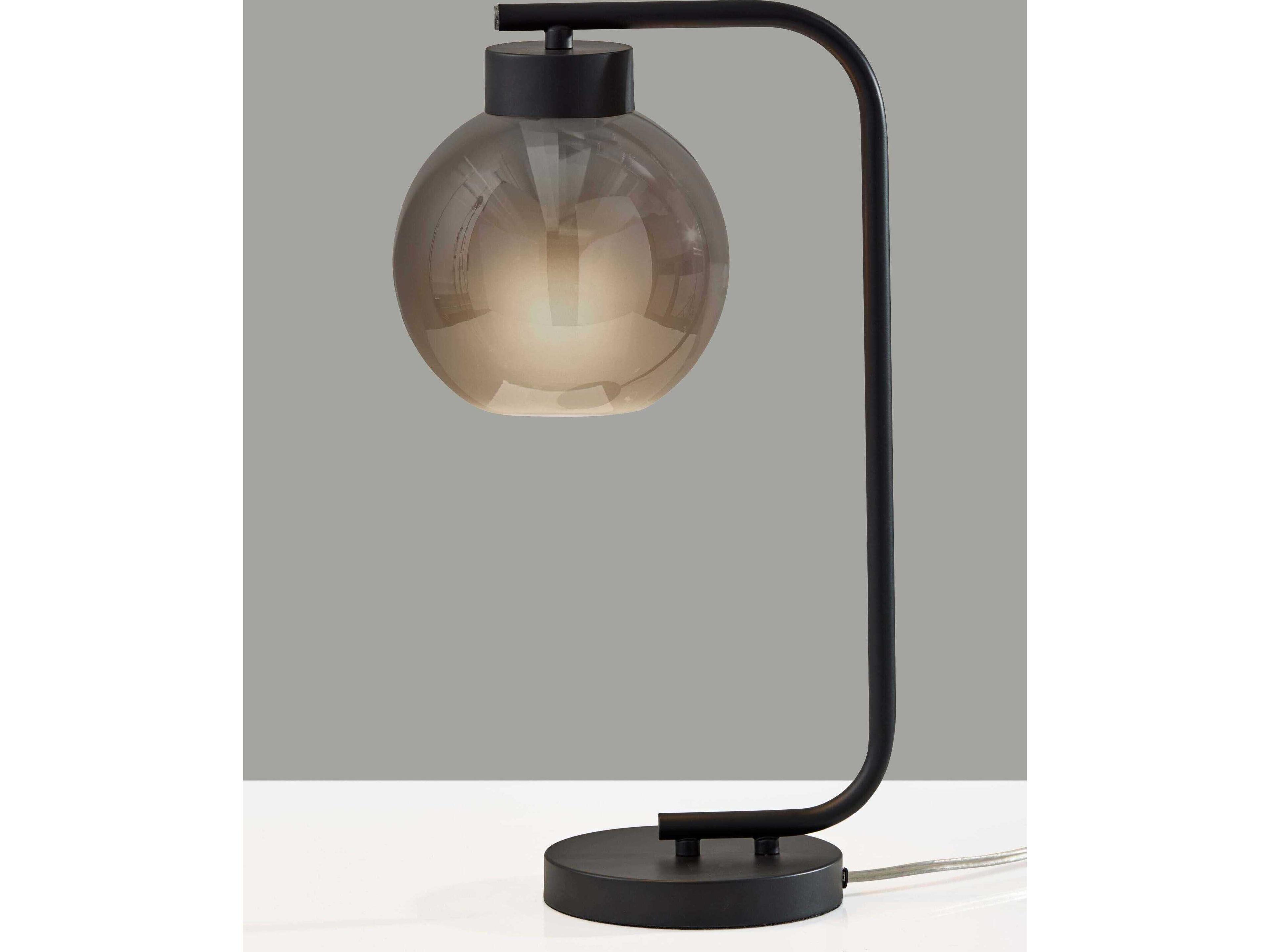 Adesso Atticus Black Smoked Glosted Glass Table Lamp