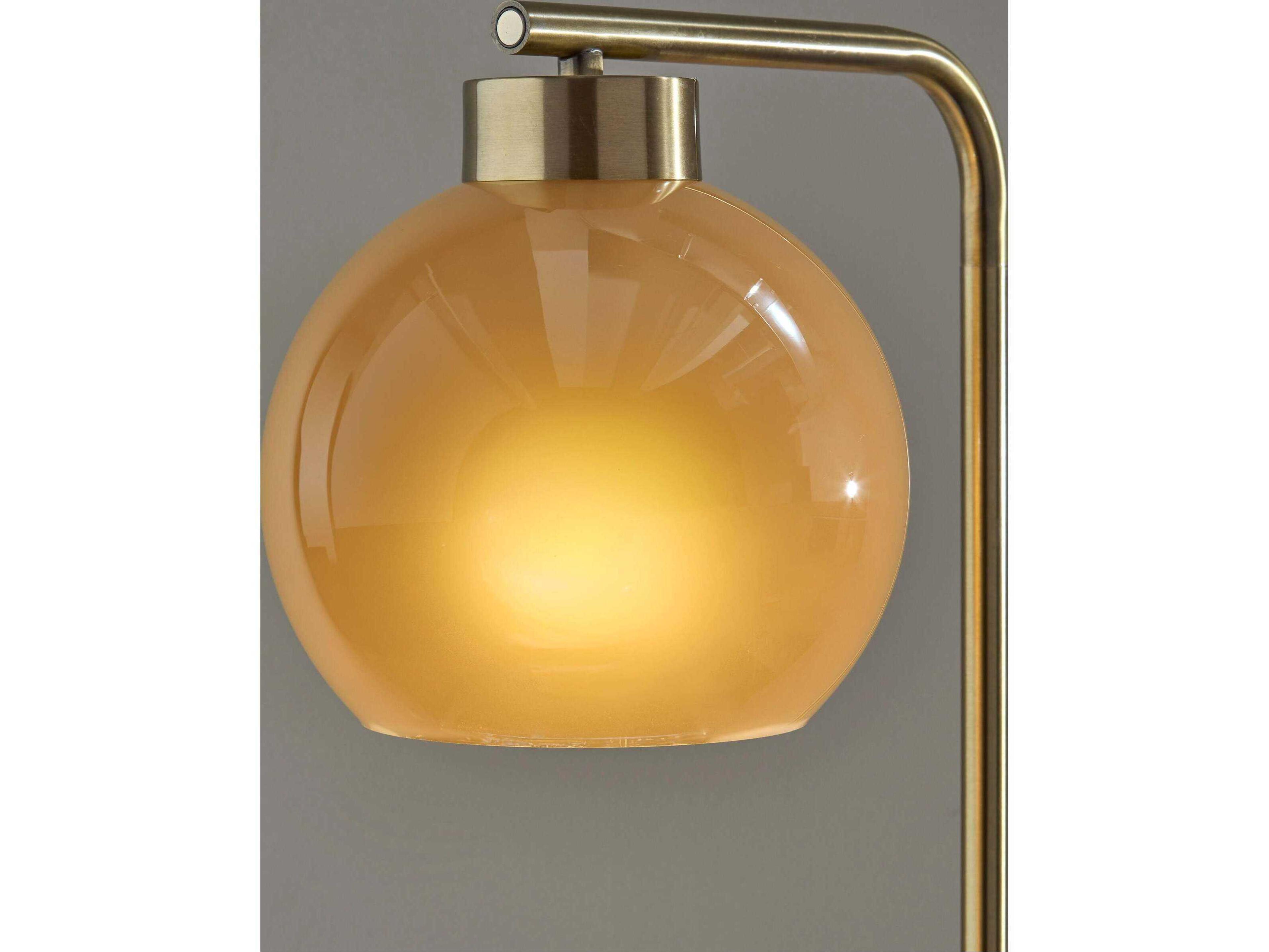 Adesso Atticus Antique Brass Amber Glosted Glass Table Lamp