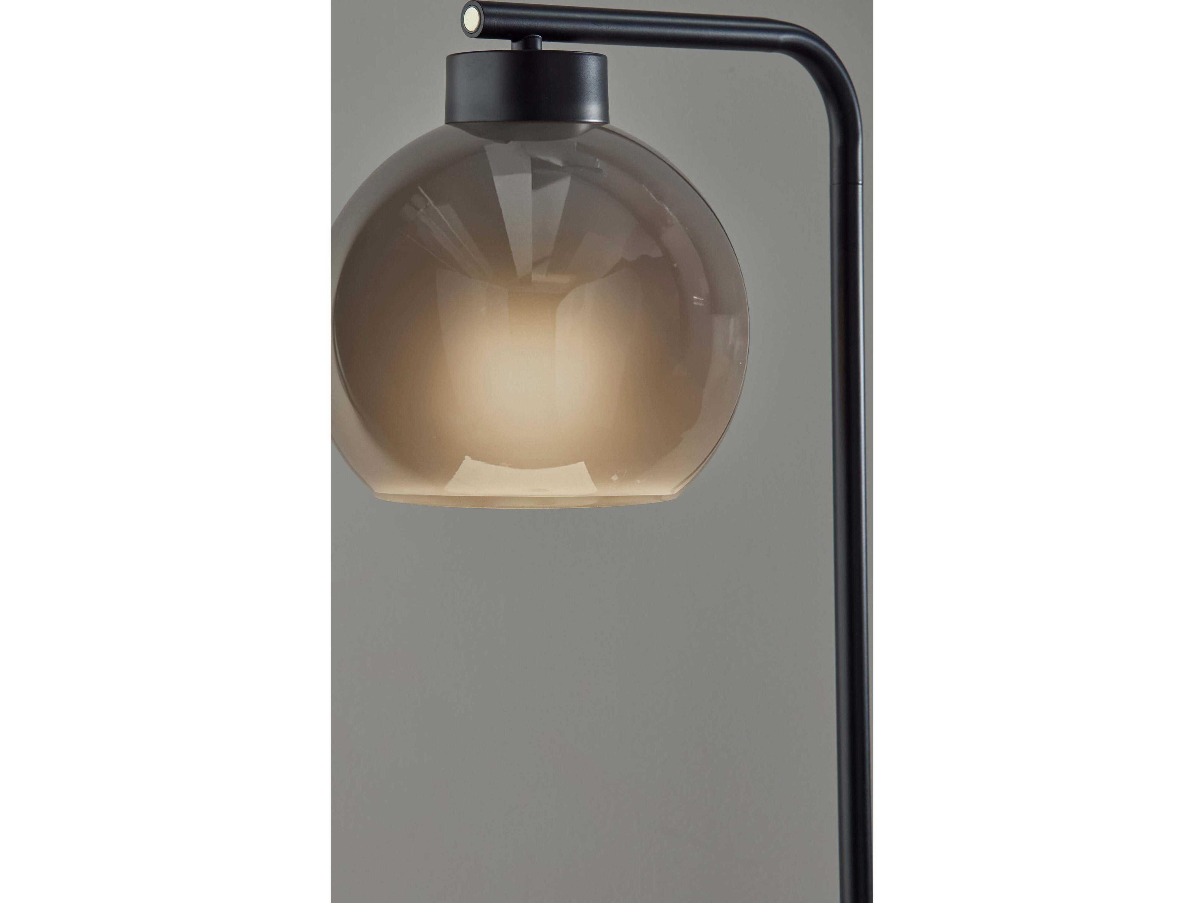 Adesso Atticus Black Smoked Glosted Glass Floor Lamp