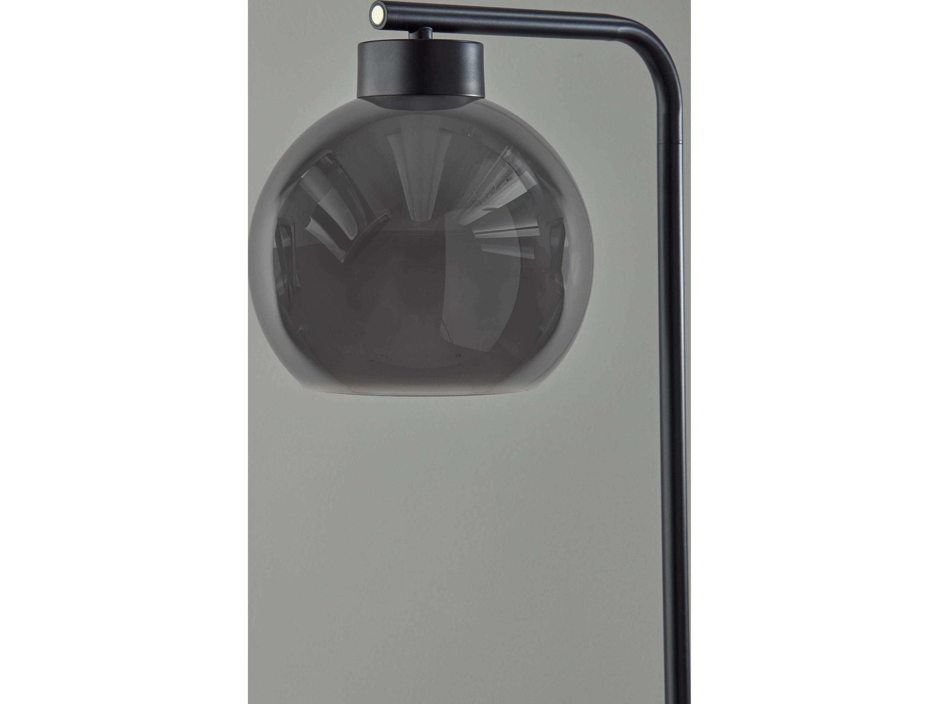 Adesso Atticus Black Smoked Glosted Glass Floor Lamp