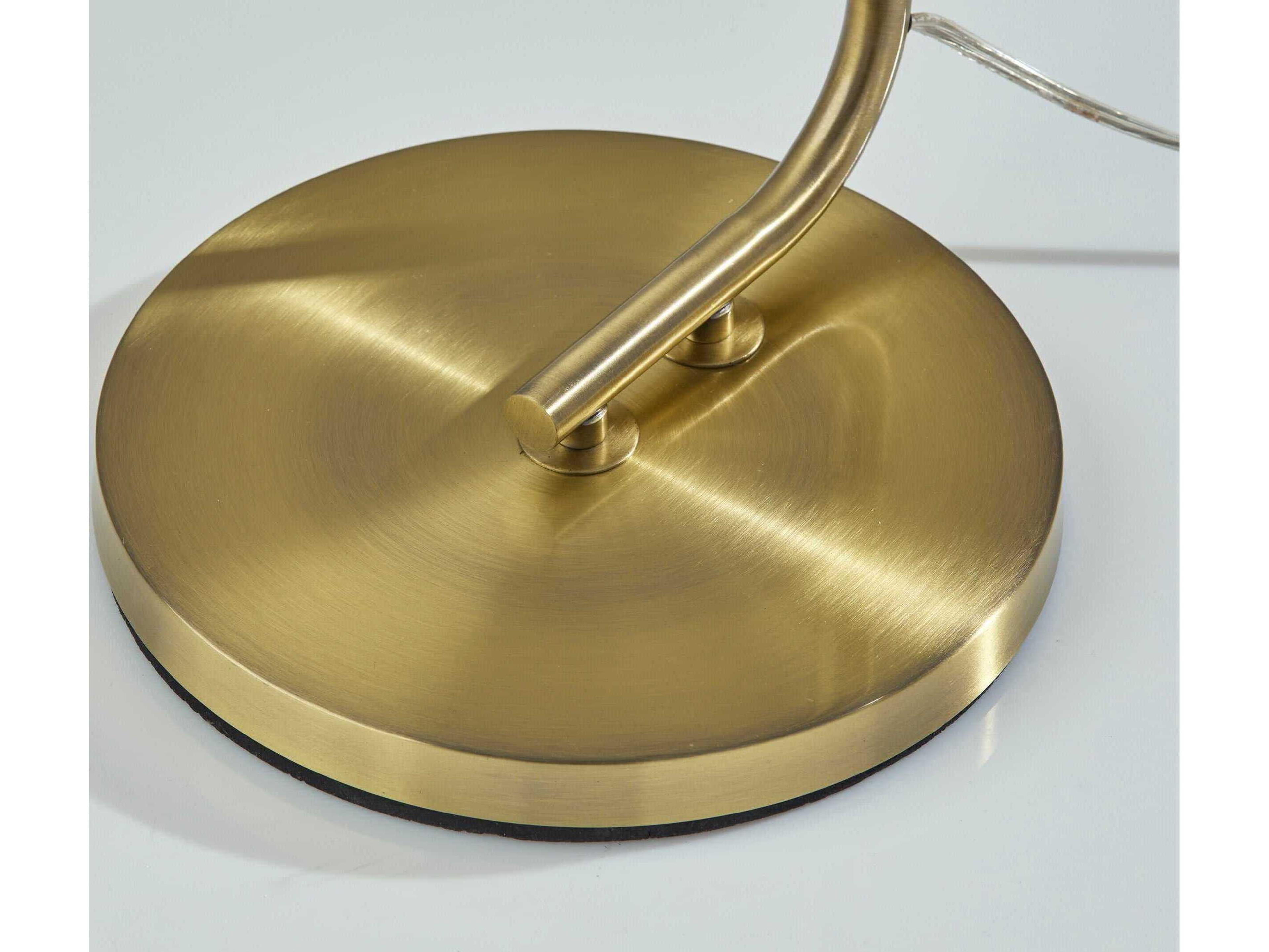 Adesso Atticus Antique Brass Amber Glosted Glass Floor Lamp