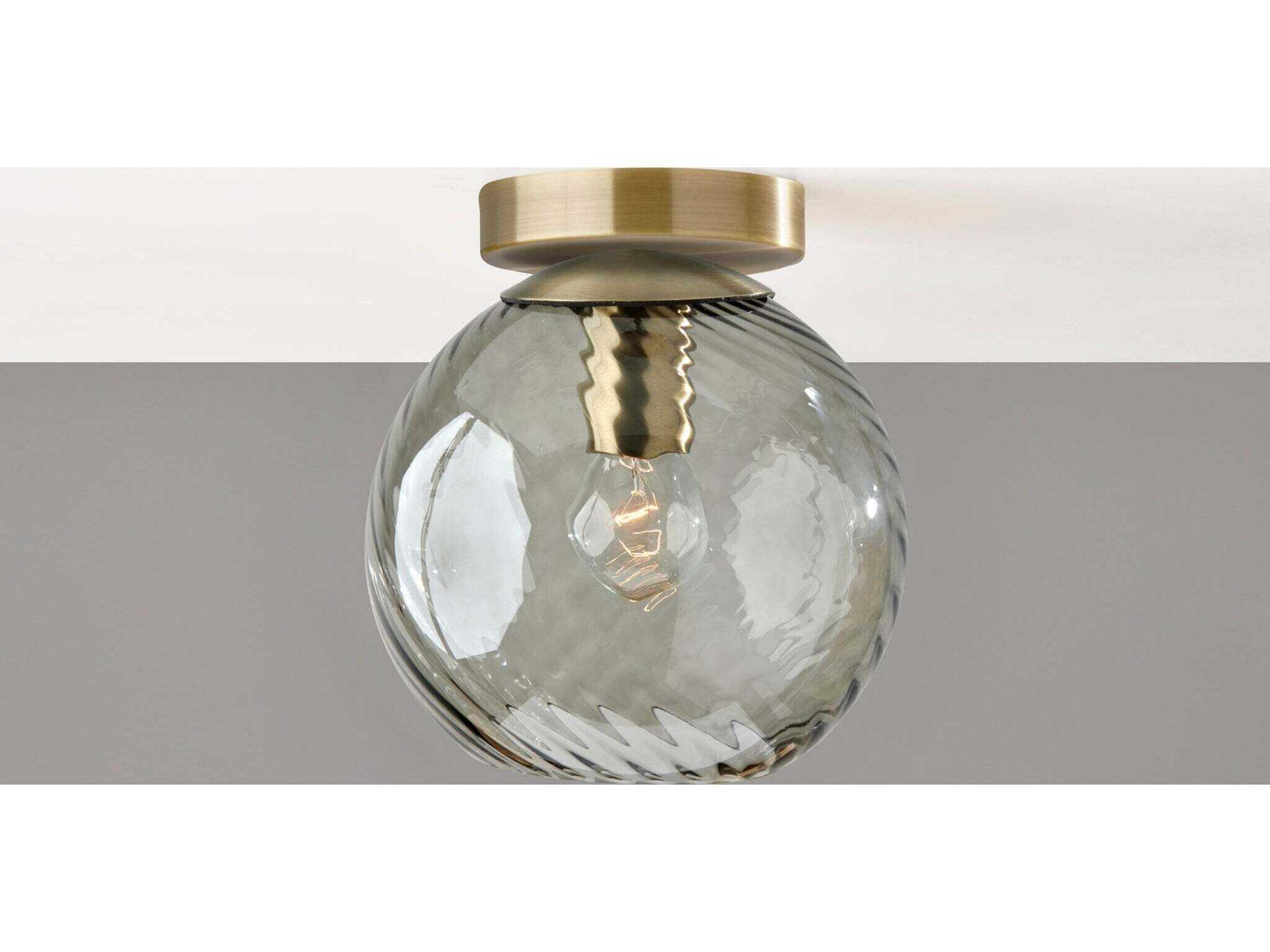 Adesso Camden Antique Brass Globe Flush Mount