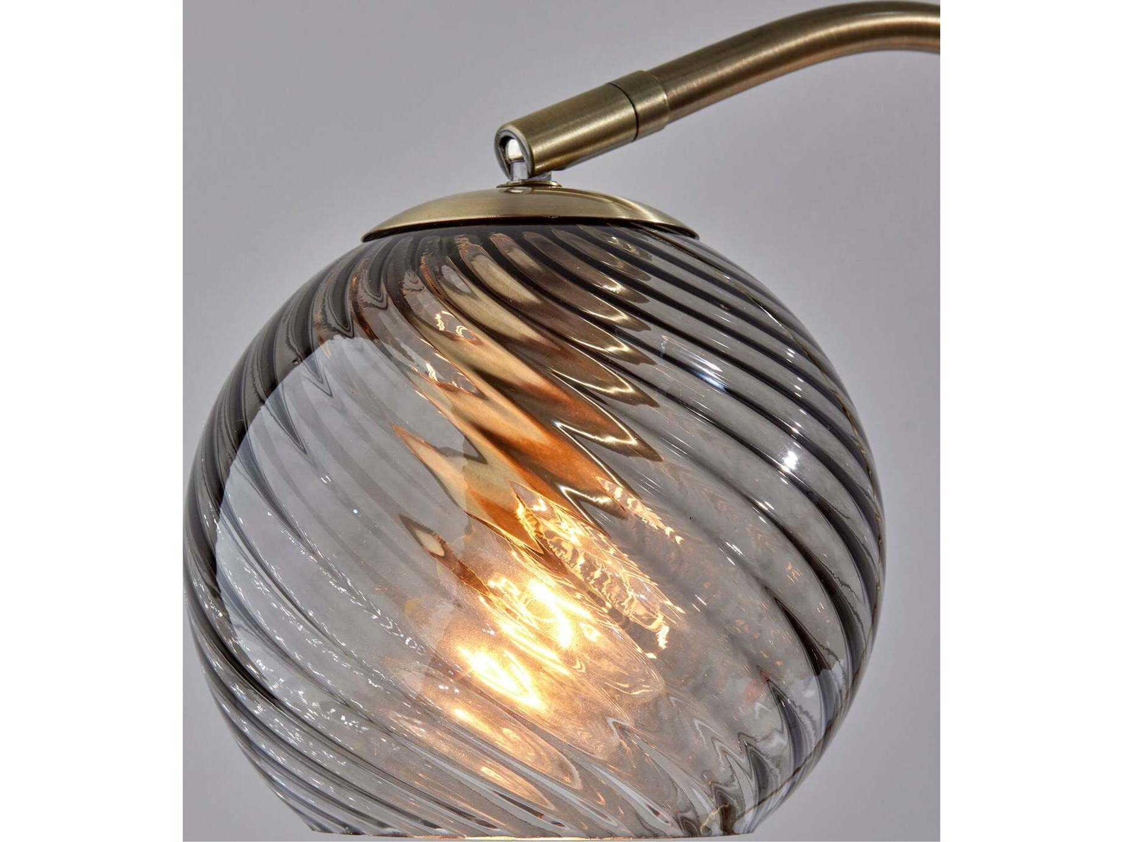Adesso Camden Antique Brass Smoked Swirled Glass Desk Lamp