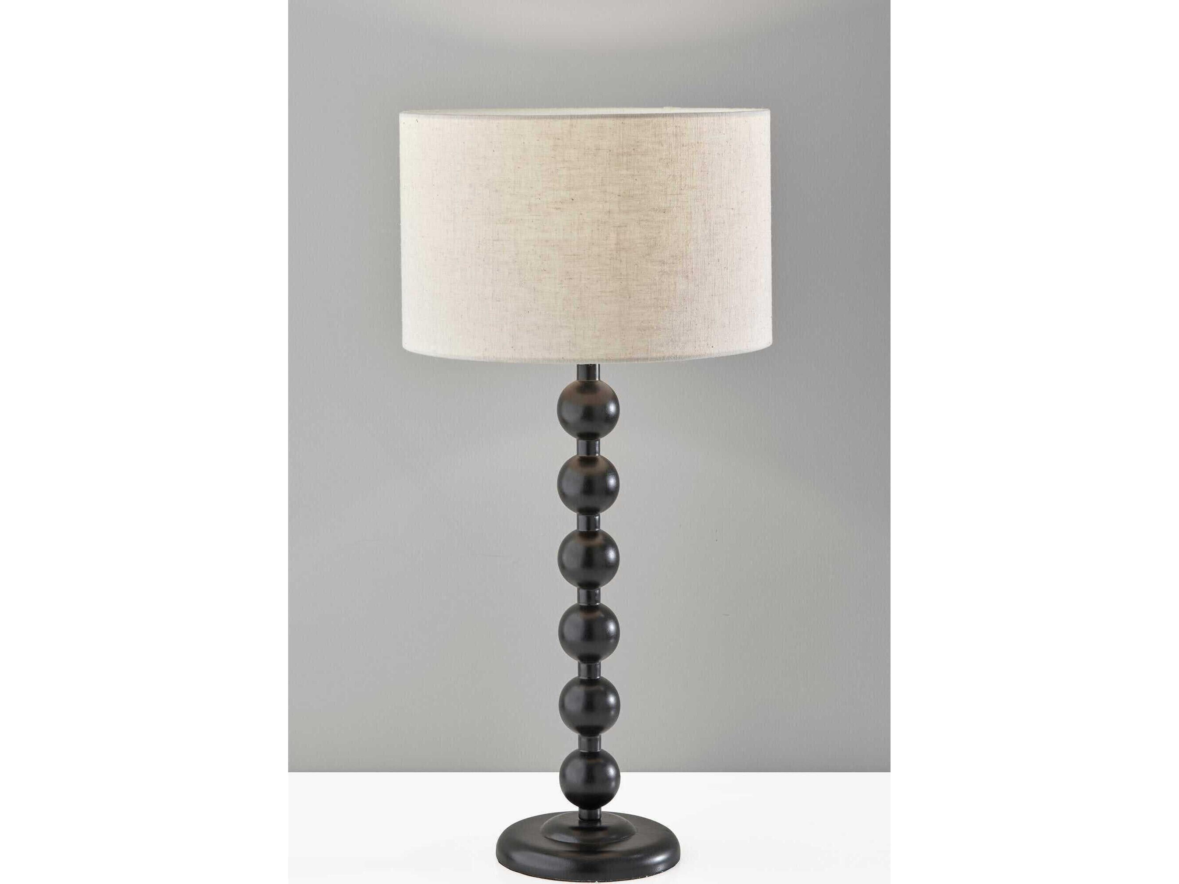 Adesso Orchard Wood Cream Linen Fabric Black Buffet Lamp