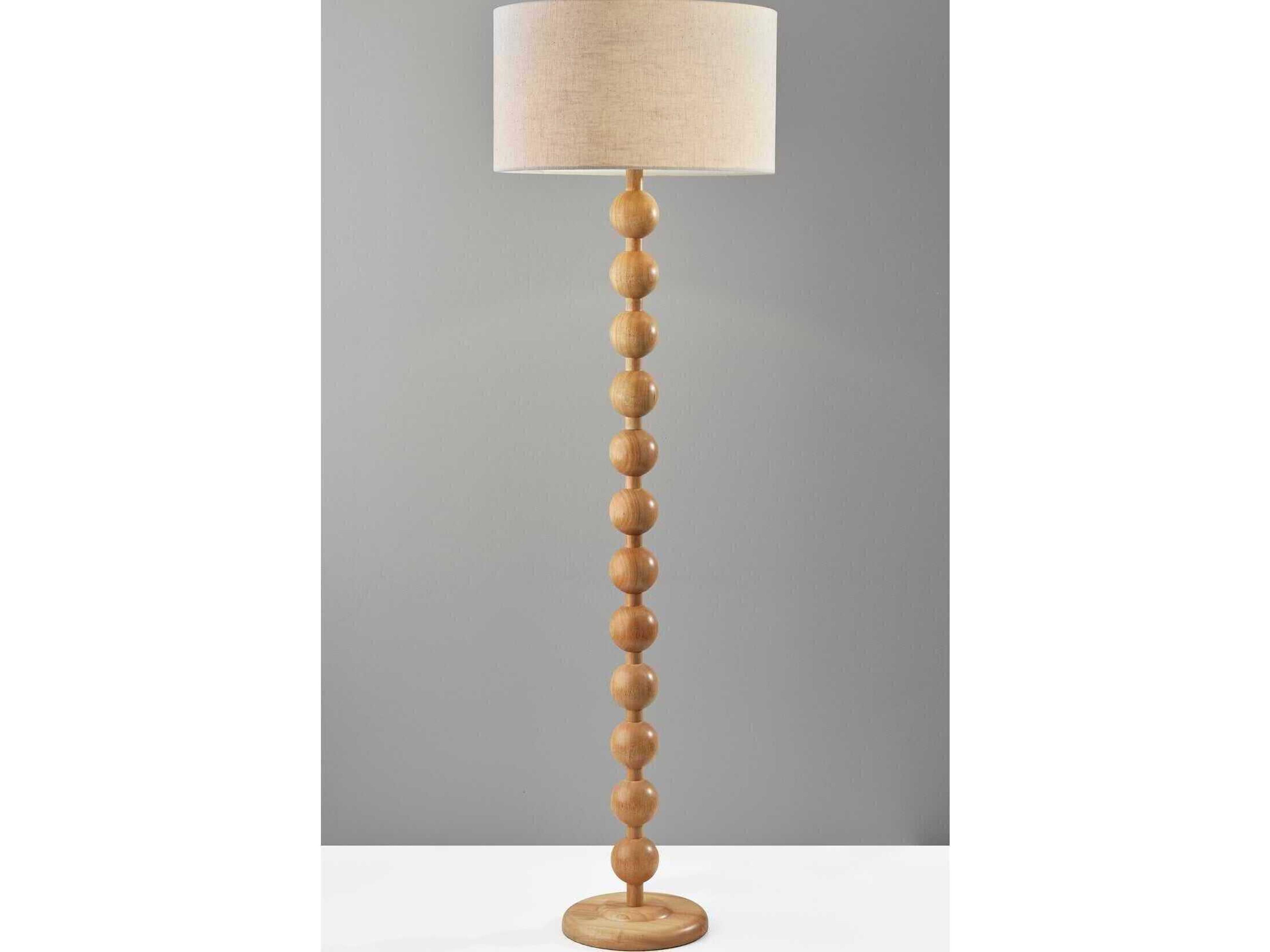 Adesso Orchard Wood Cream Linen Fabric Brown Floor Lamp