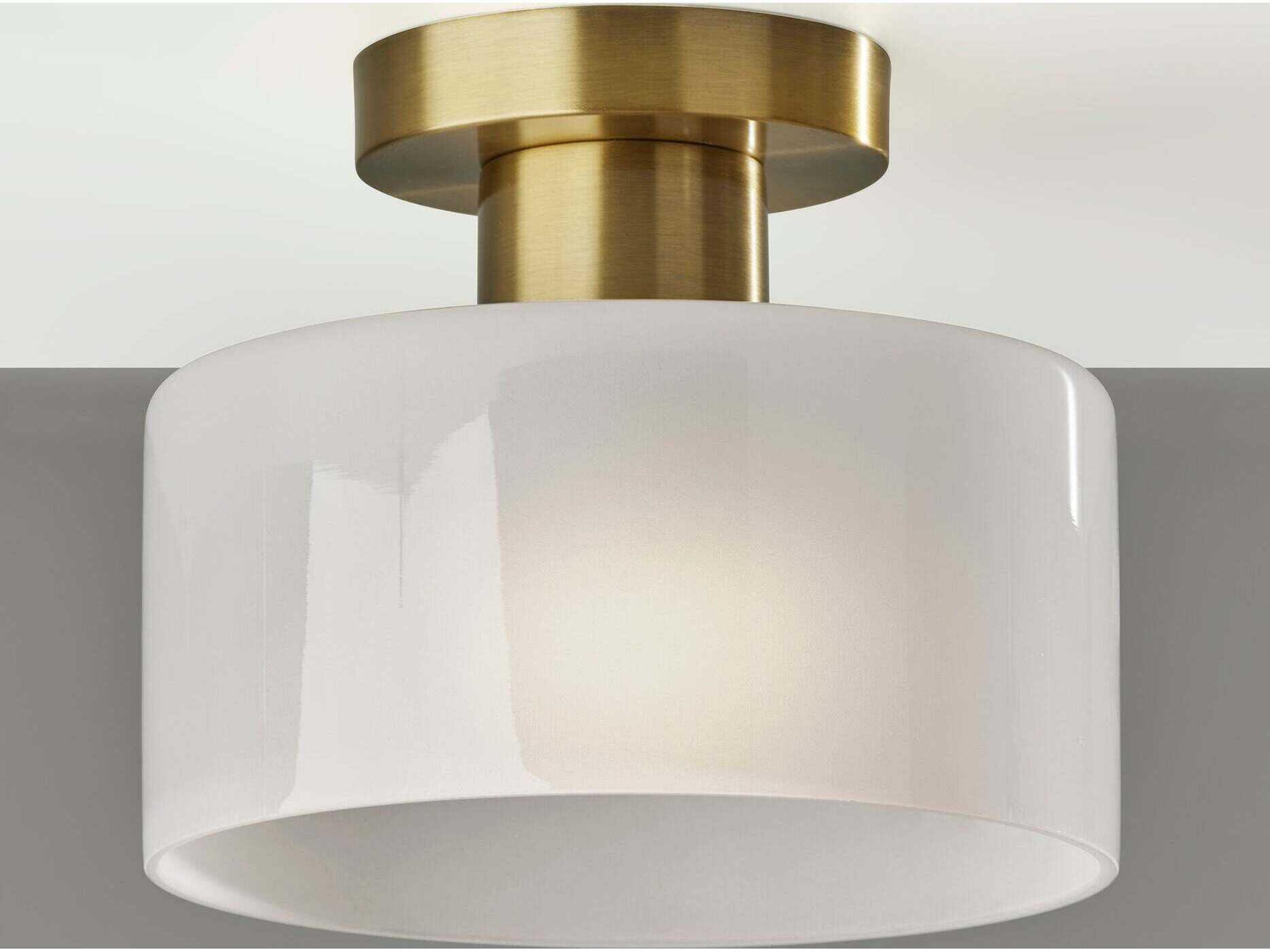 Adesso Rhodes Antique Brass Drum Flush Mount