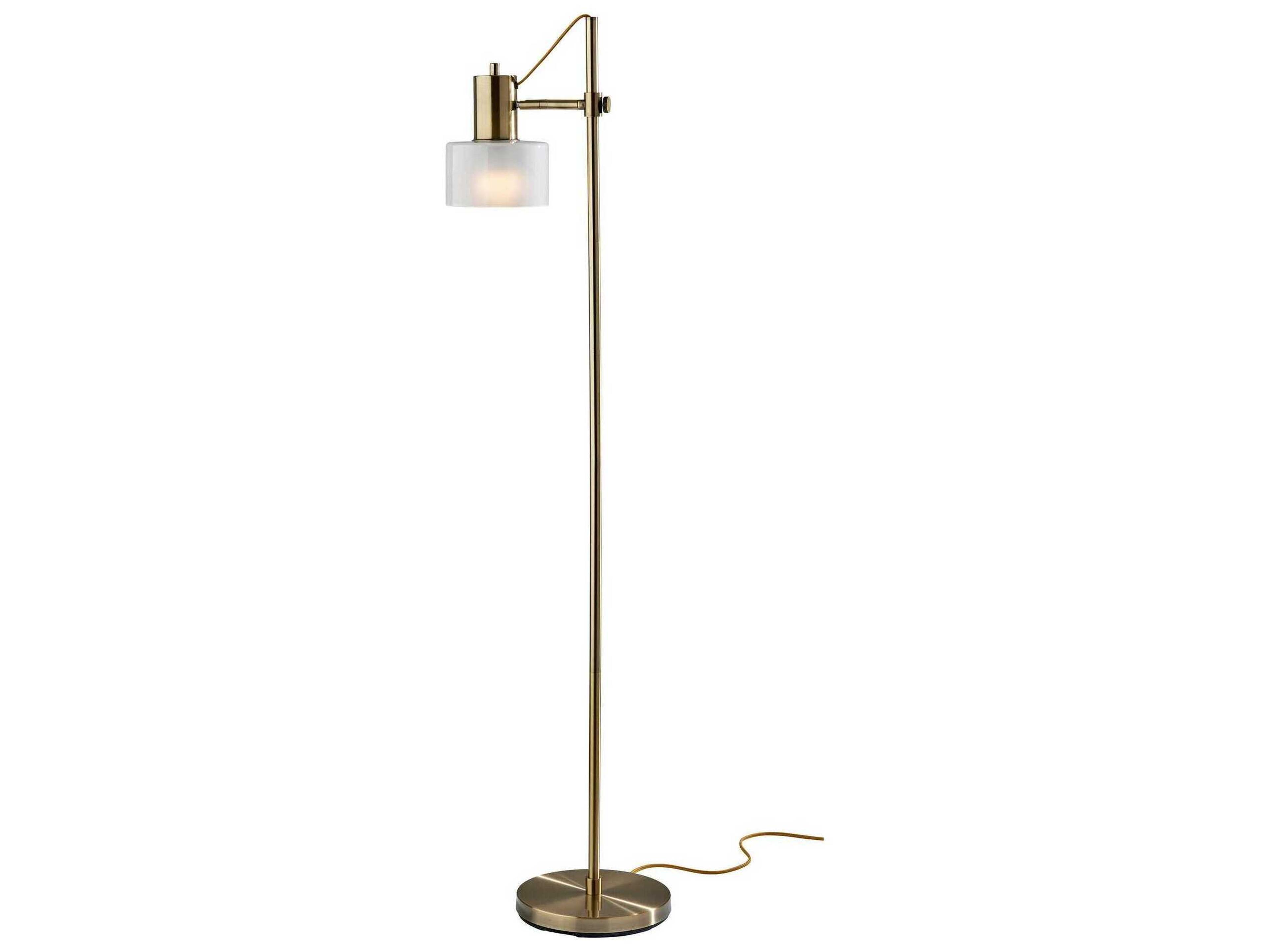 Rhodes Floor Lamp in Antique Brass with Adjustable Shade