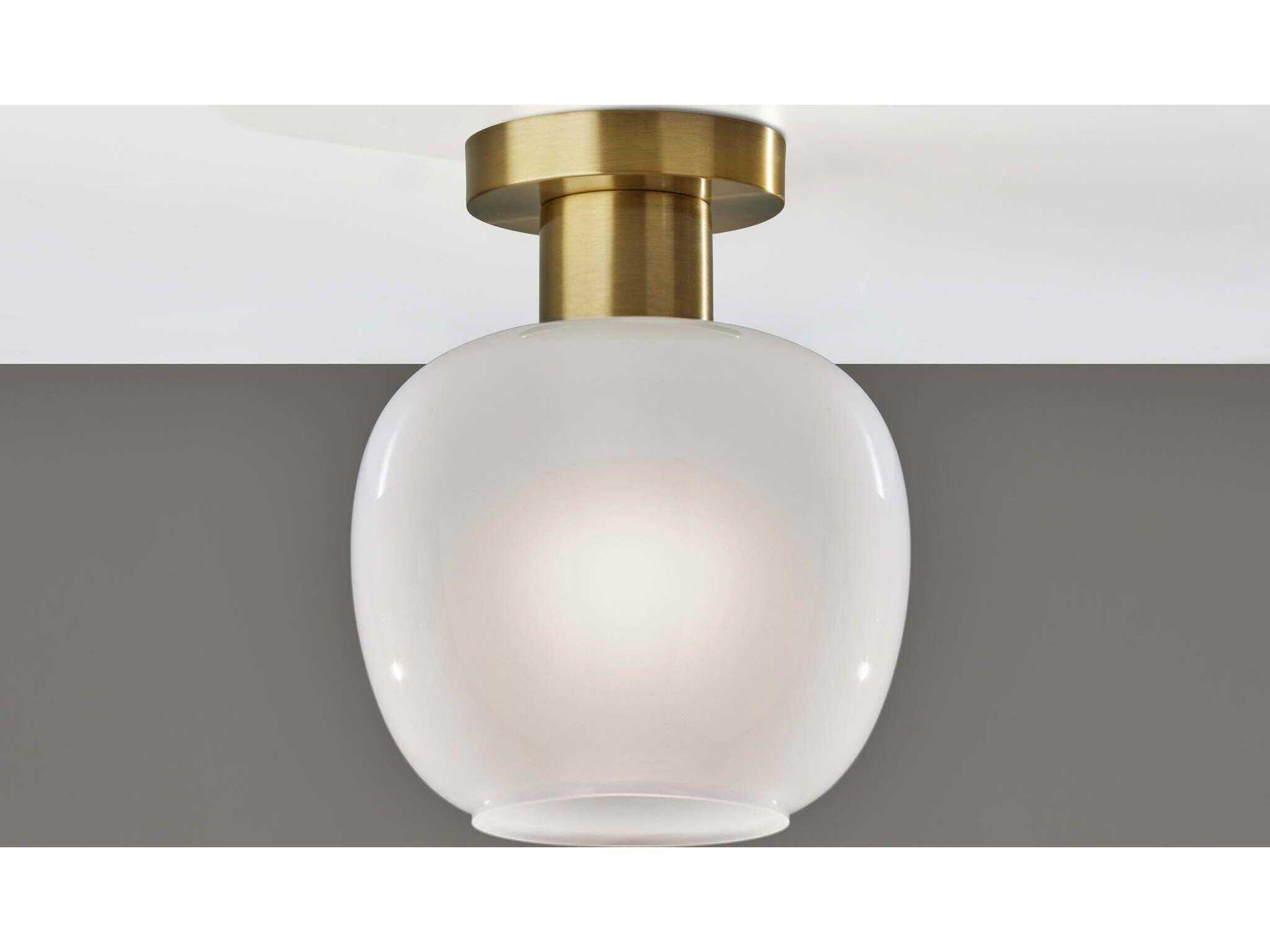 Adesso Magnolia Antique Brass Globe Flush Mount