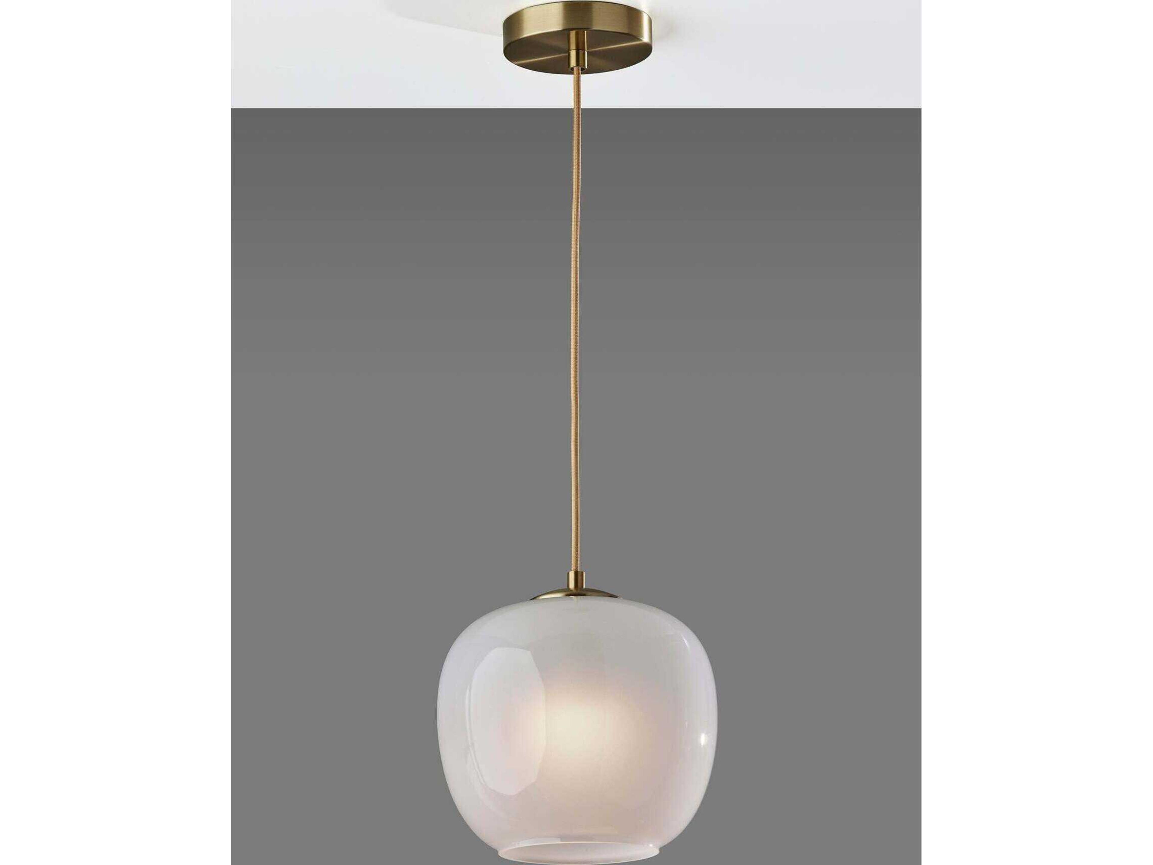 Adesso Magnolia Antique Brass Globe Mini Pendant