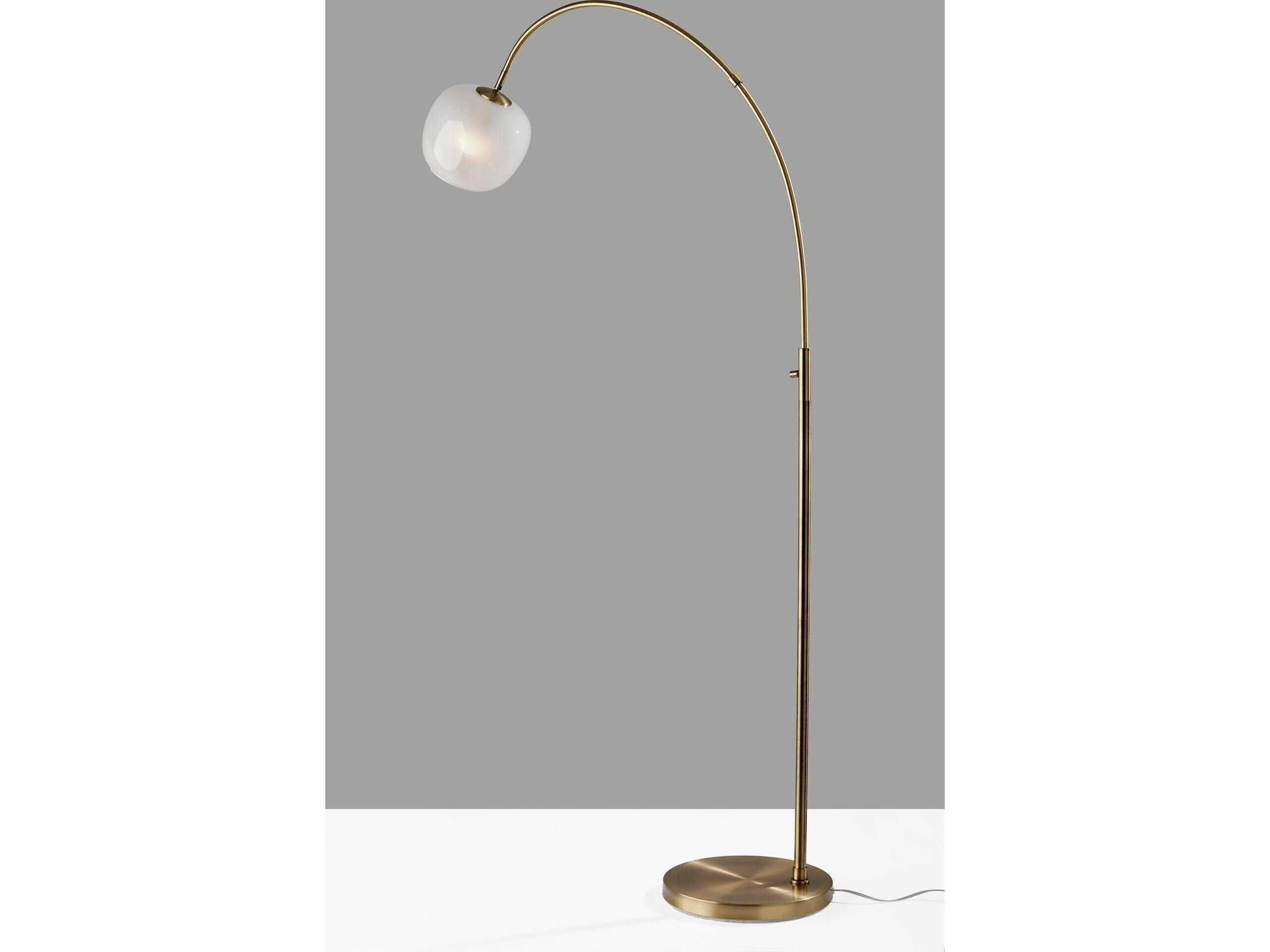 Adesso Magnolia Antique Brass White Glosted Glass Floor Lamp