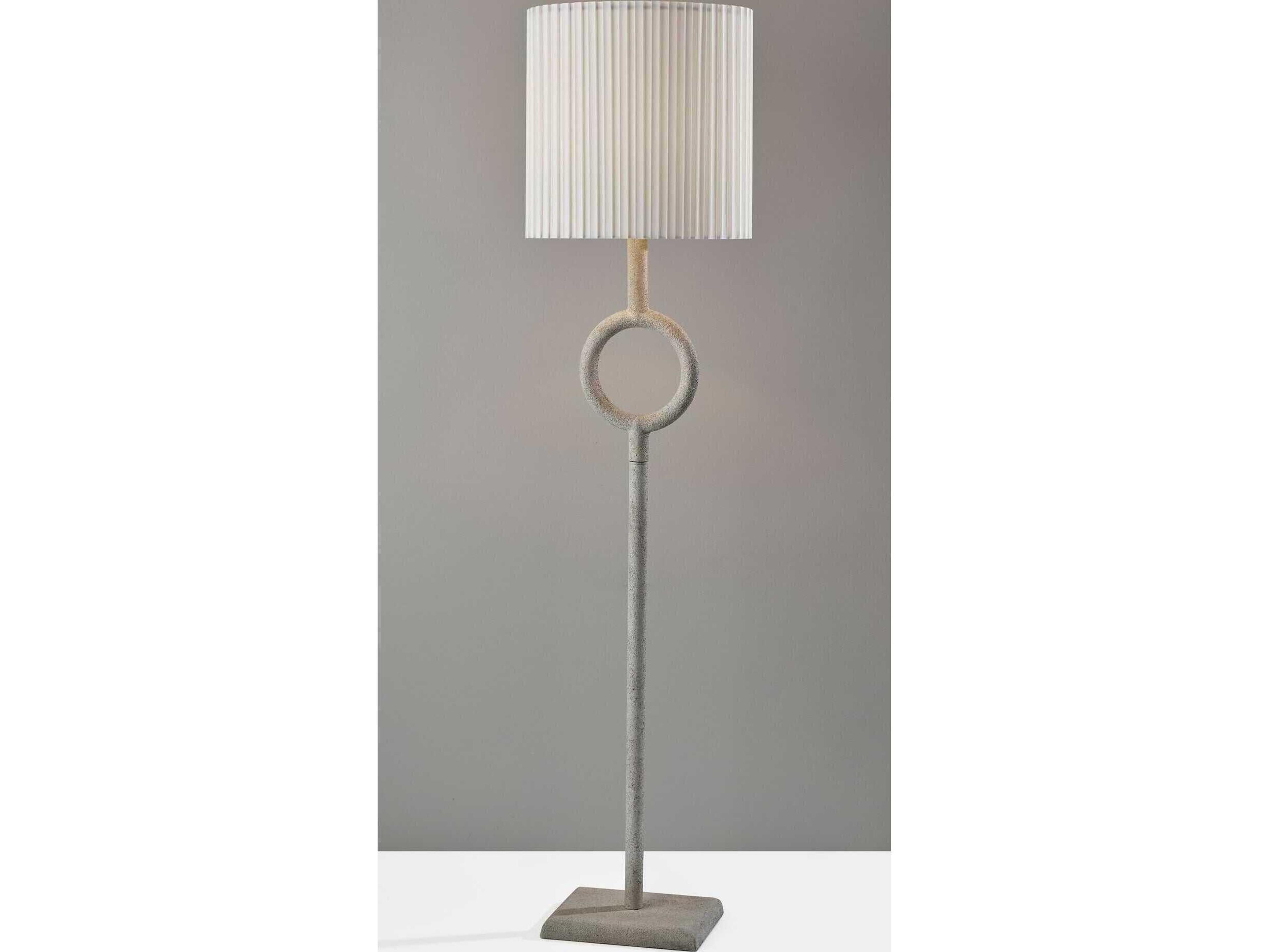 Adesso Elizabeth Painted Stone Texture White Box Pleated Off Floor Lamp