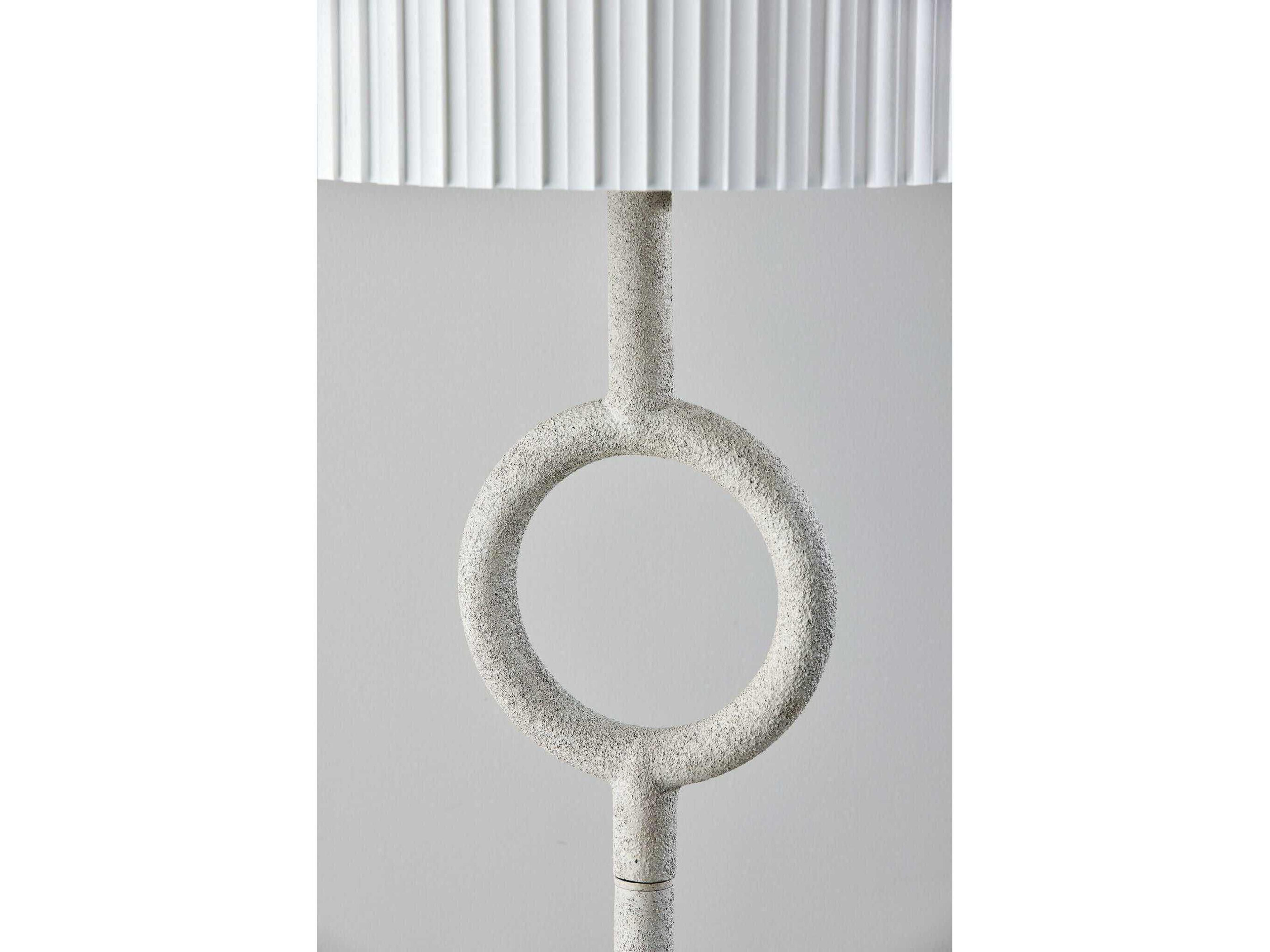 Adesso Elizabeth Painted Stone Texture White Box Pleated Off Floor Lamp