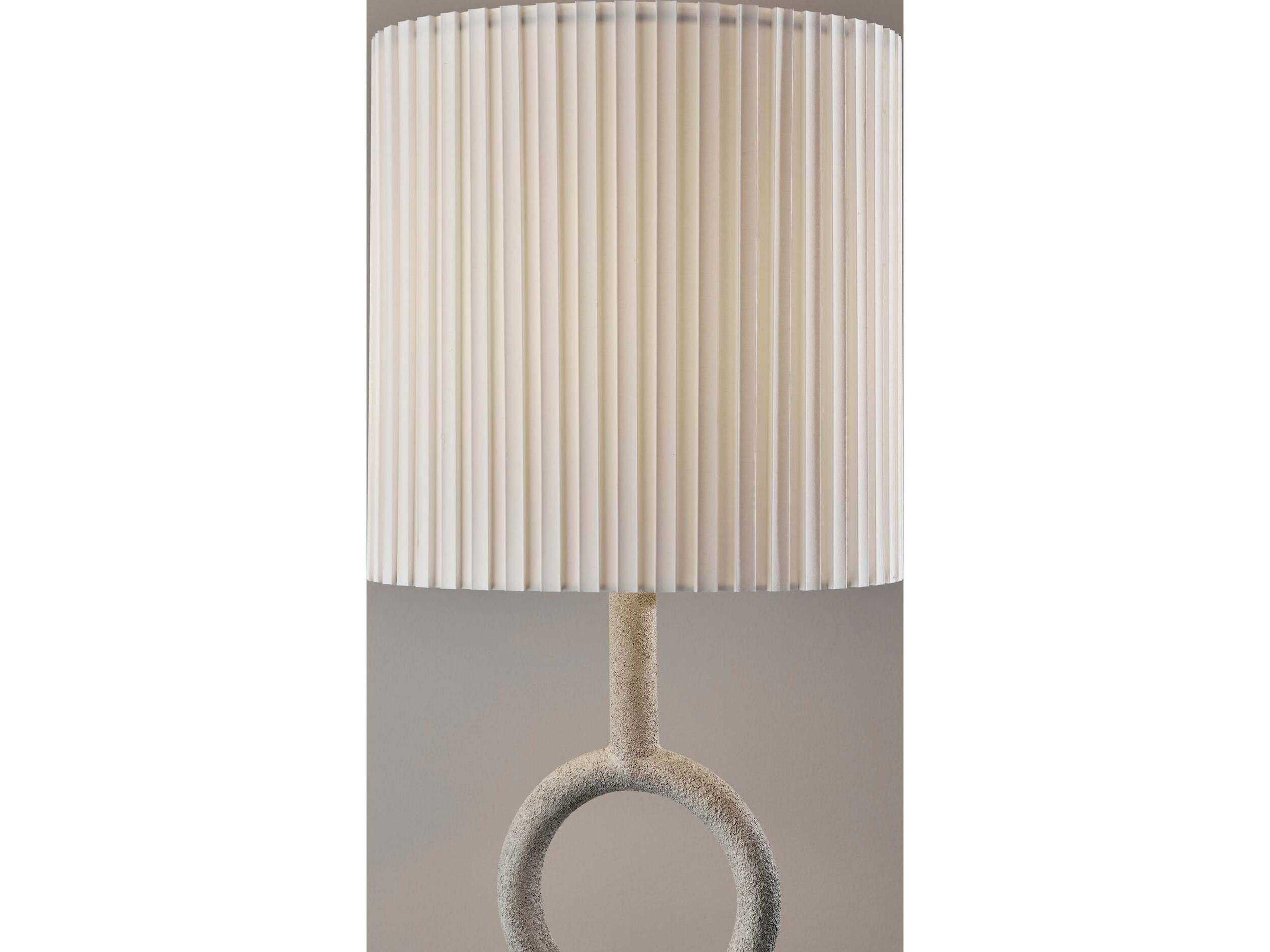 Adesso Elizabeth Painted Stone Texture White Box Pleated Off Floor Lamp