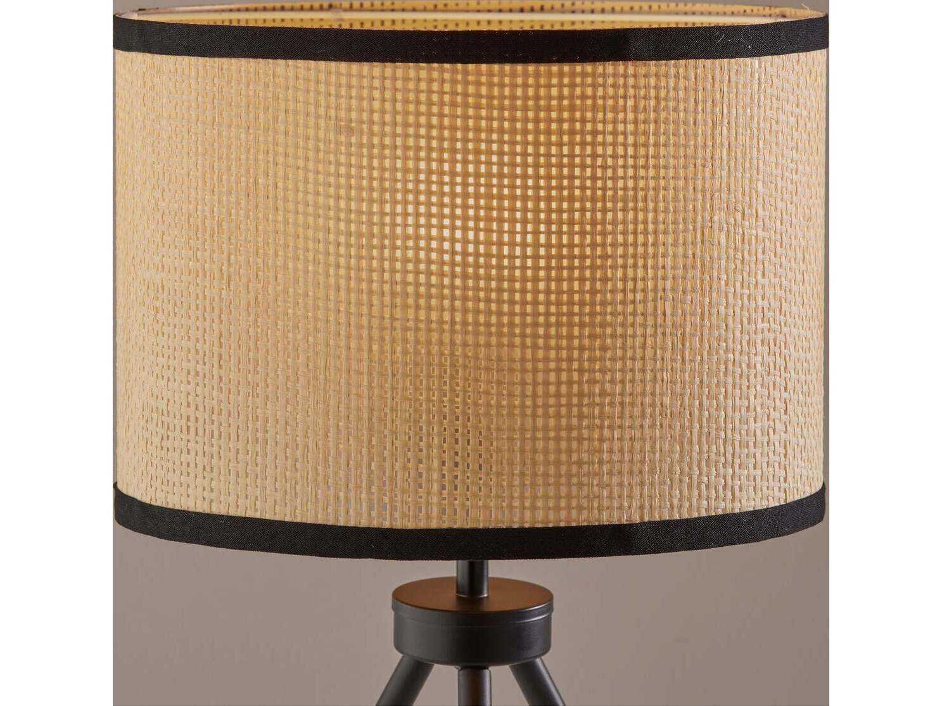 Adesso Raven Black Natural Woven Paper With Trim Table Lamp