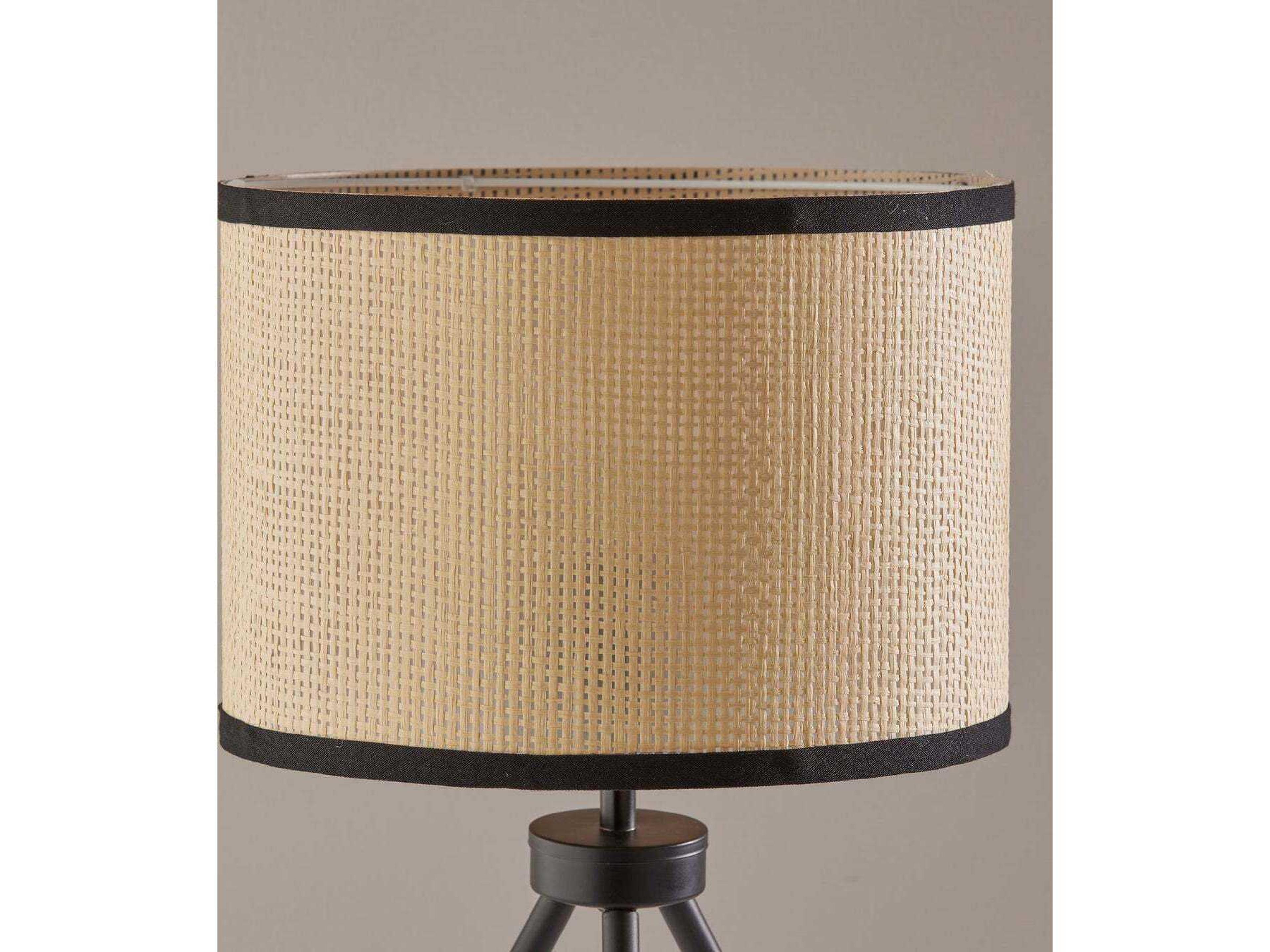 Adesso Raven Black Natural Woven Paper With Trim Table Lamp