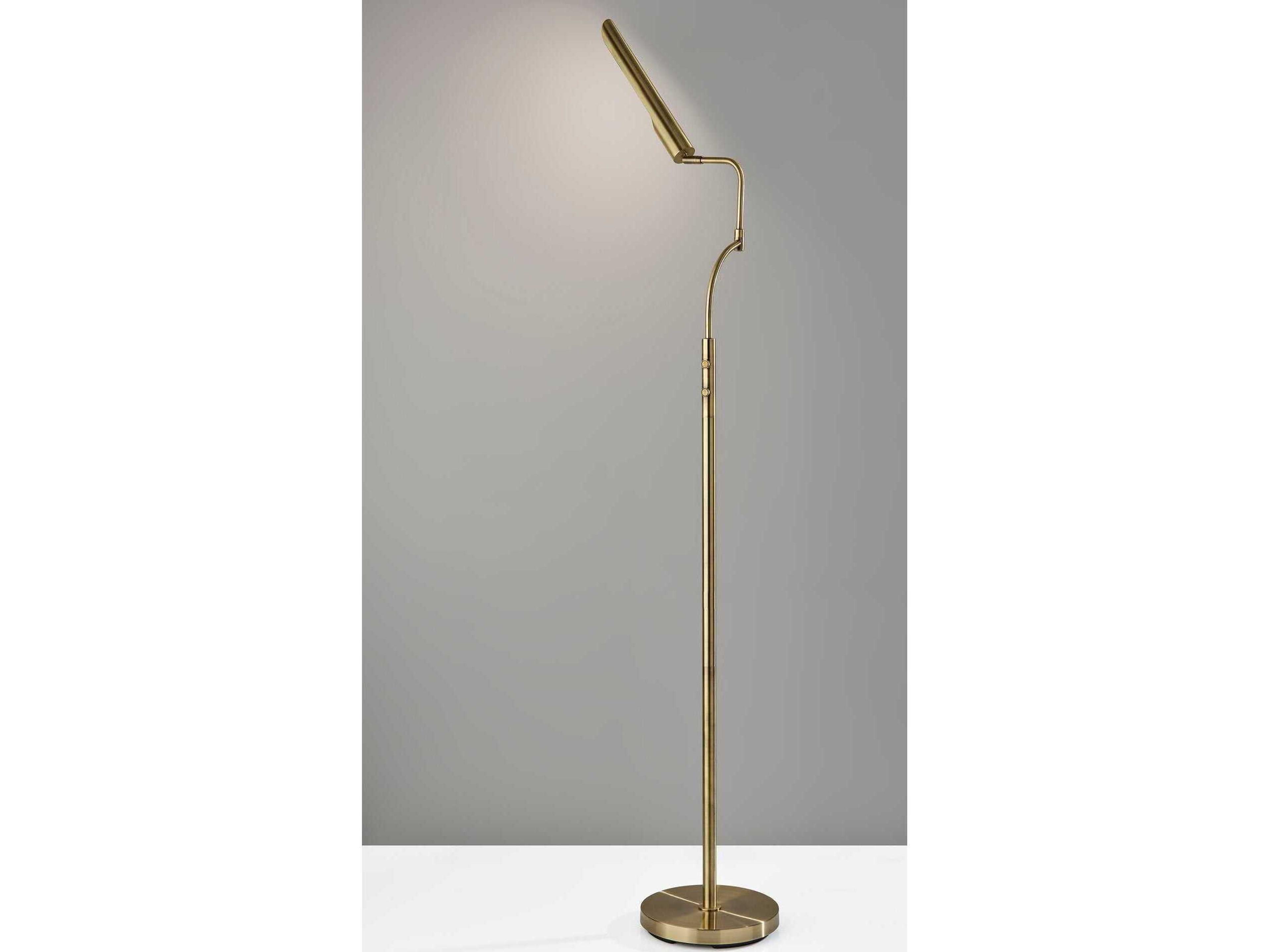 Adesso Zane Antique Brass Floor Lamp