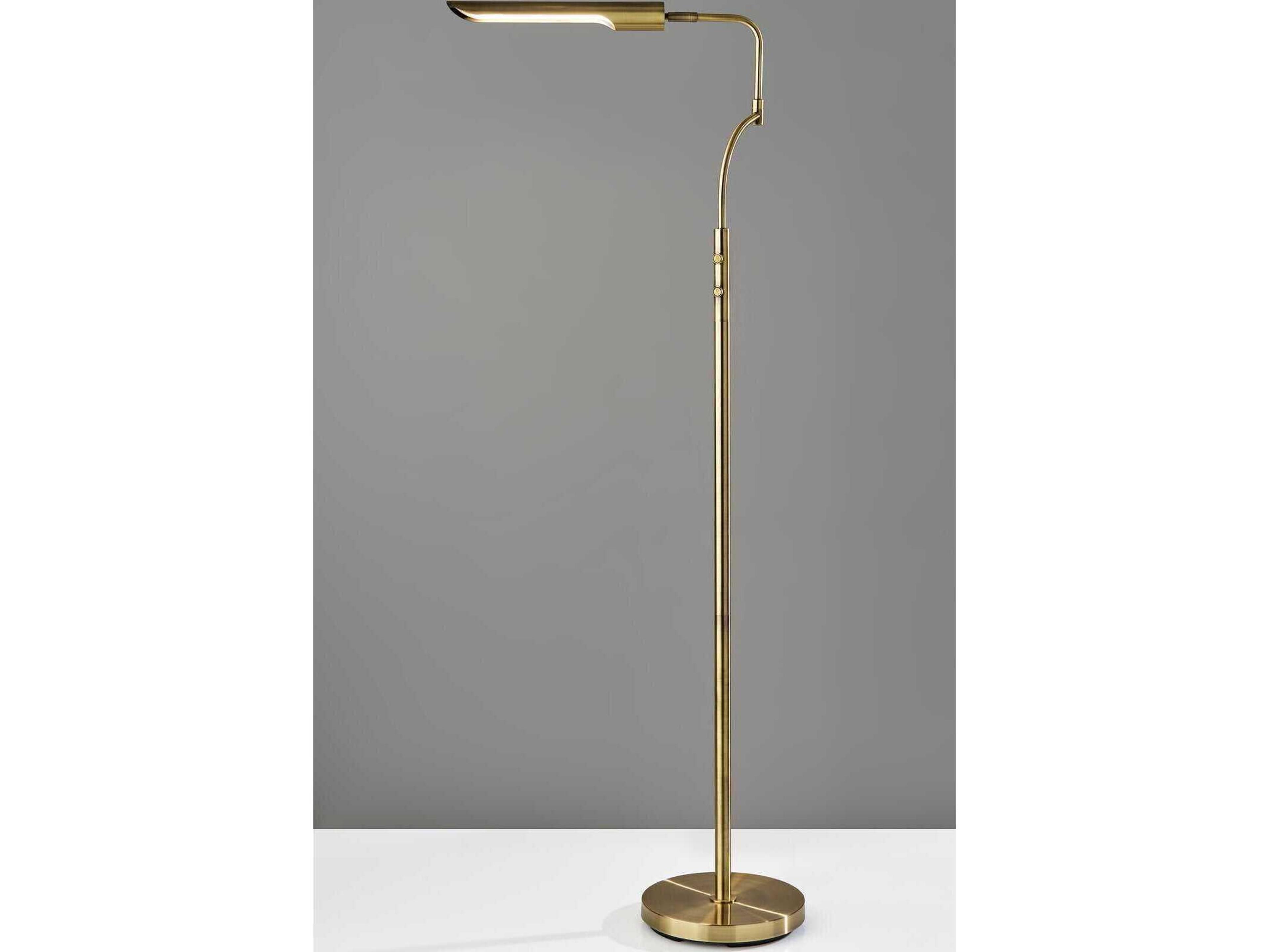 Adesso Zane Antique Brass Floor Lamp