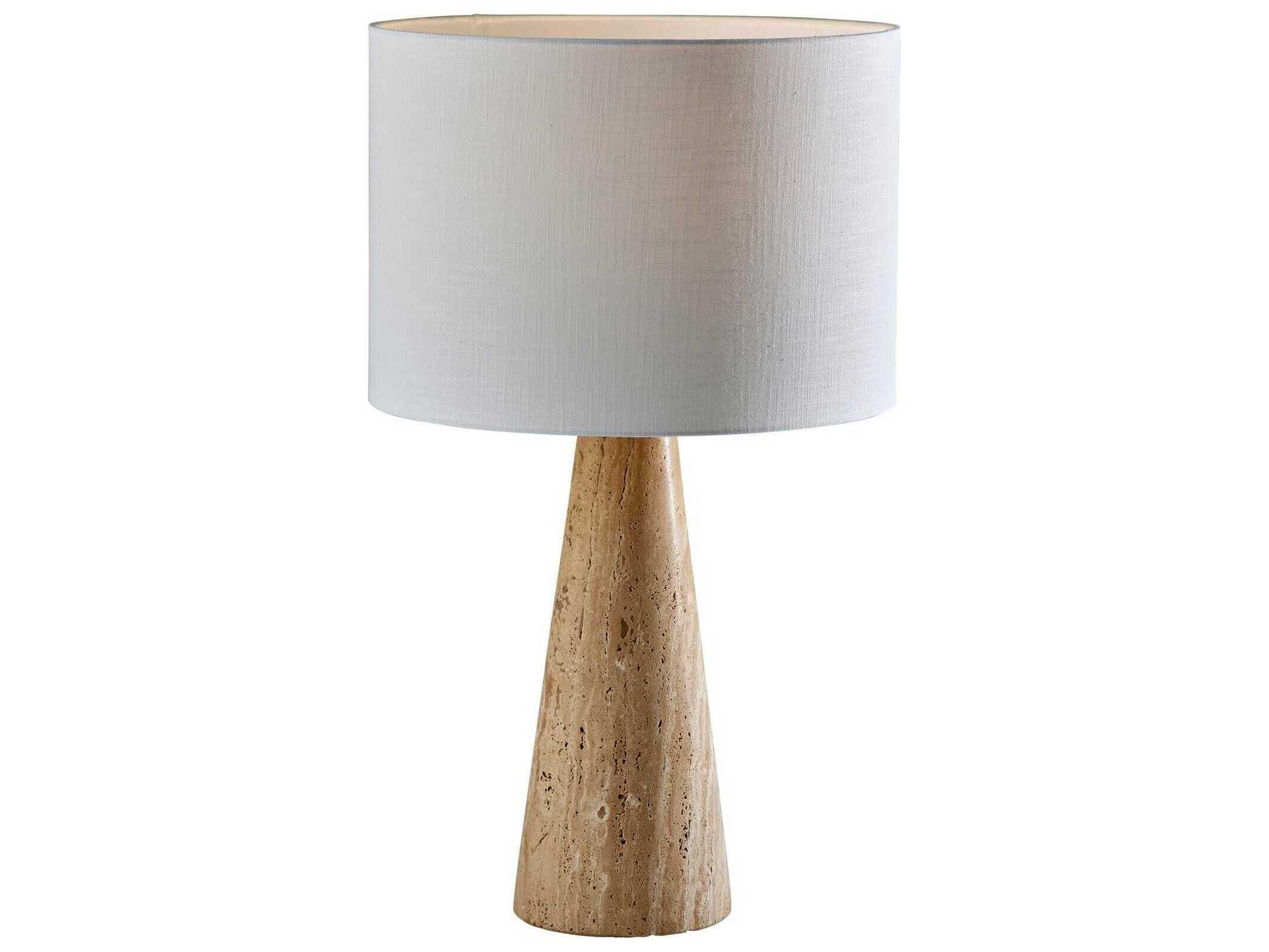Travis Tall Table Lamp with Travertine Stone Base
