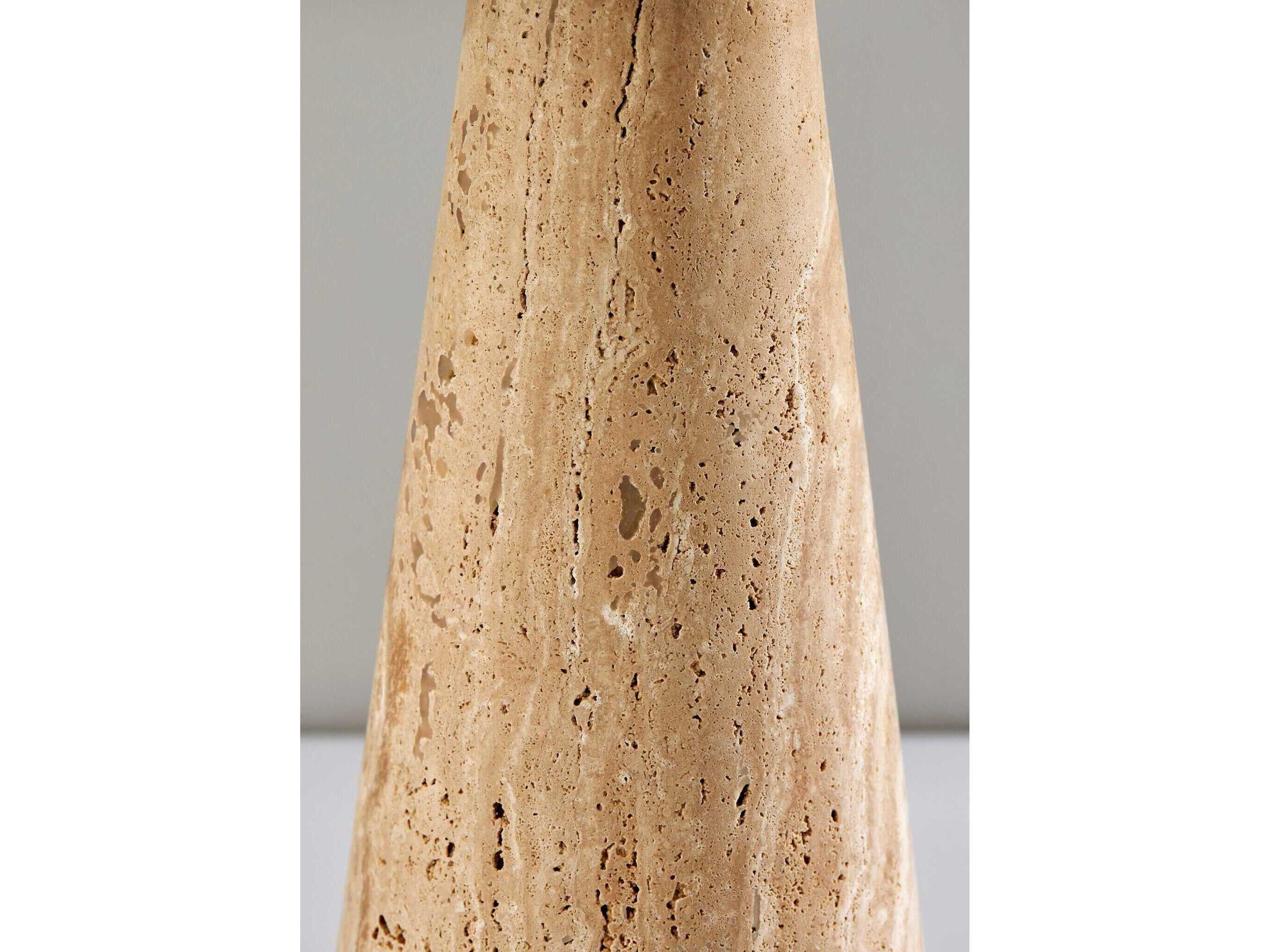 Adesso Travis Travertine Stone White Textured Fabric Brown Buffet Lamp