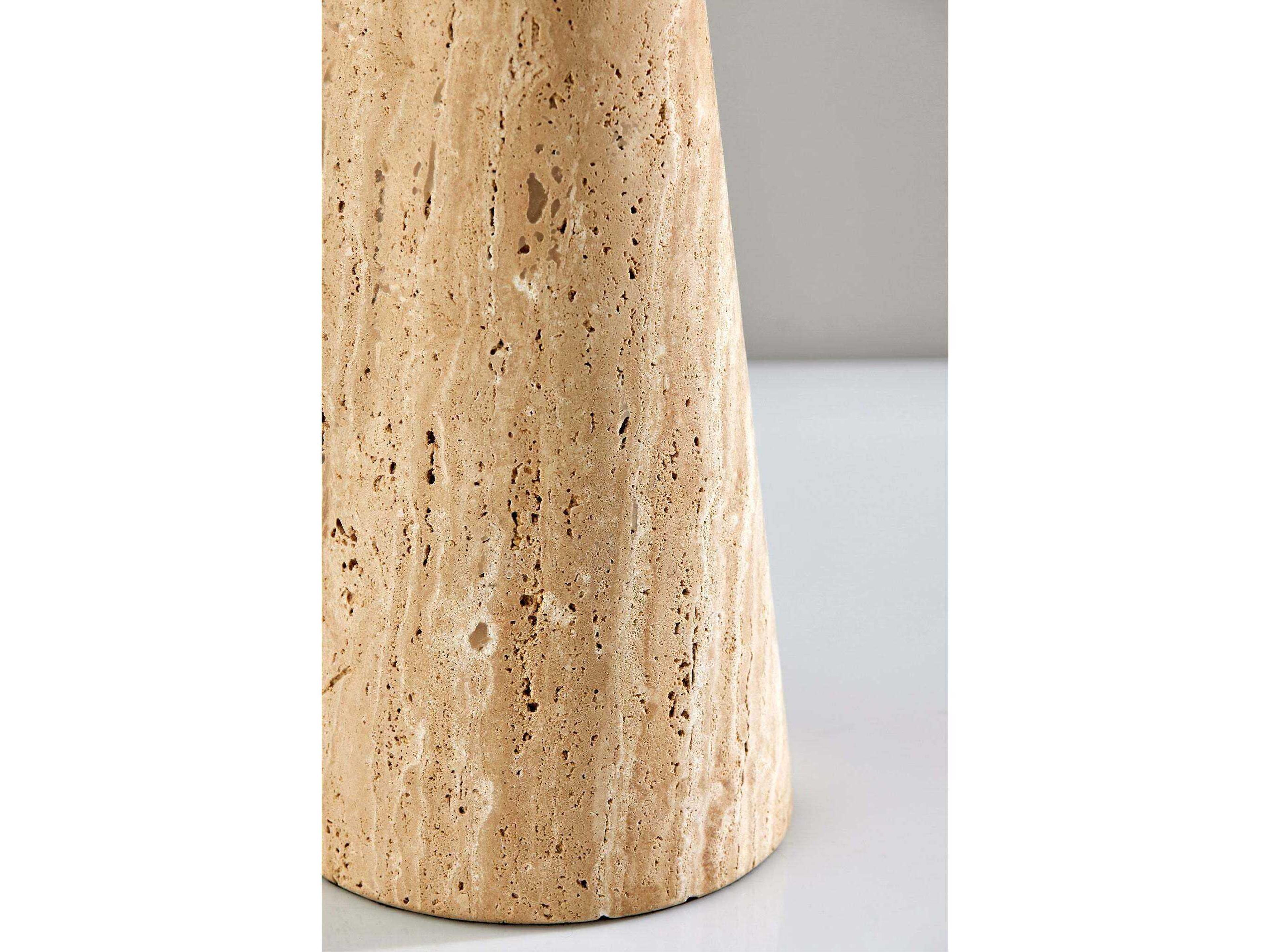 Adesso Travis Travertine Stone White Textured Fabric Brown Buffet Lamp
