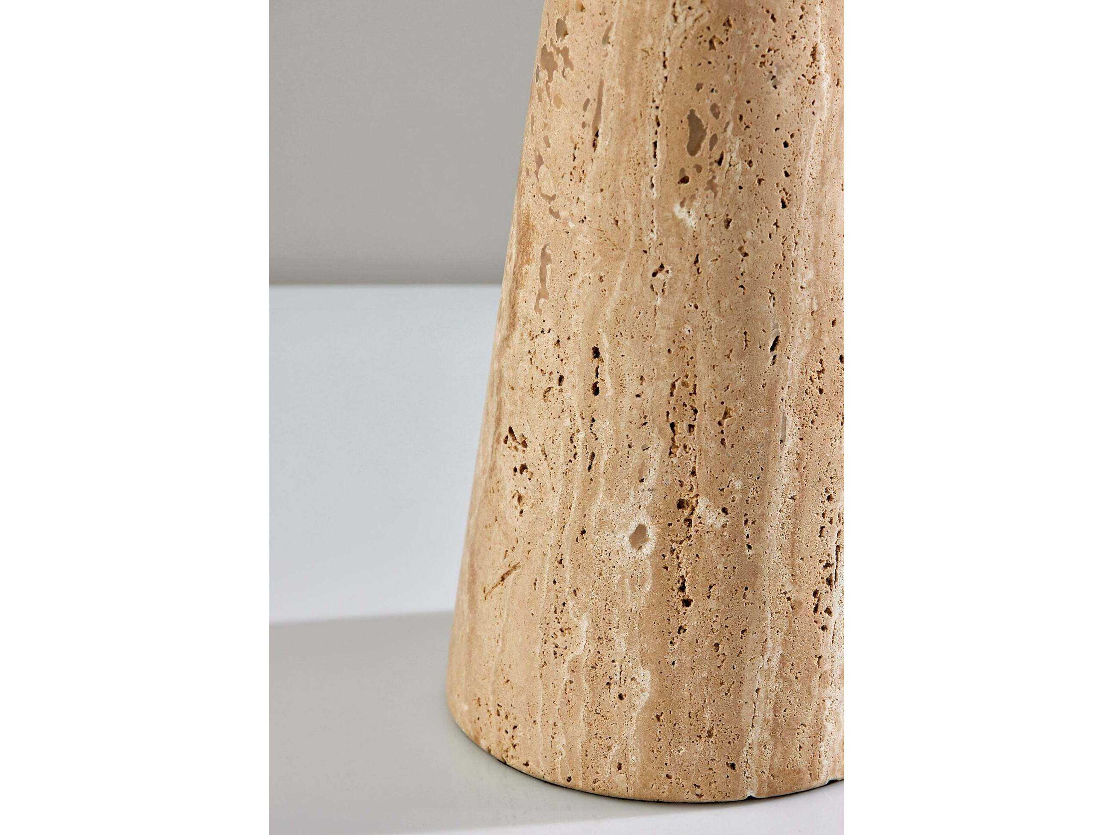 Adesso Travis Travertine Stone White Textured Fabric Brown Buffet Lamp