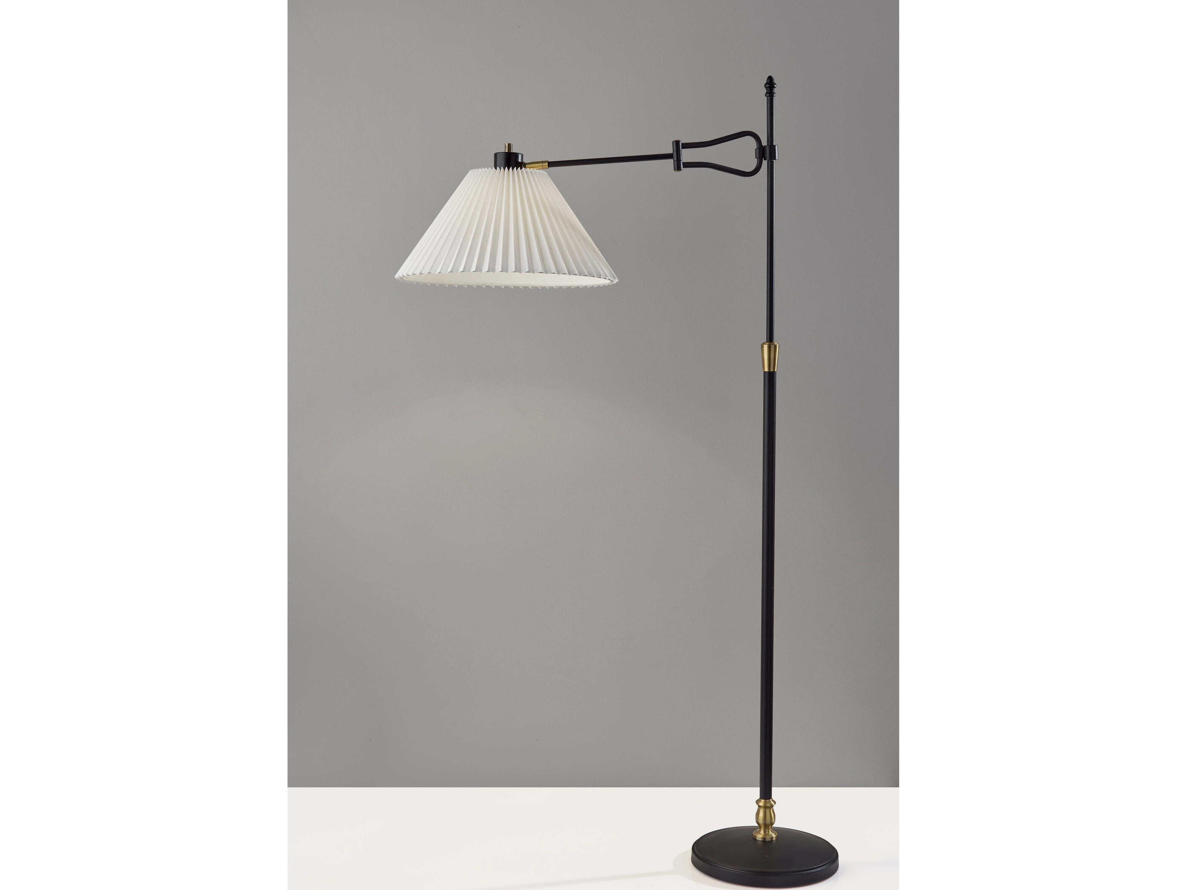 Adesso Elijah Black Antique Brass Floor Lamp