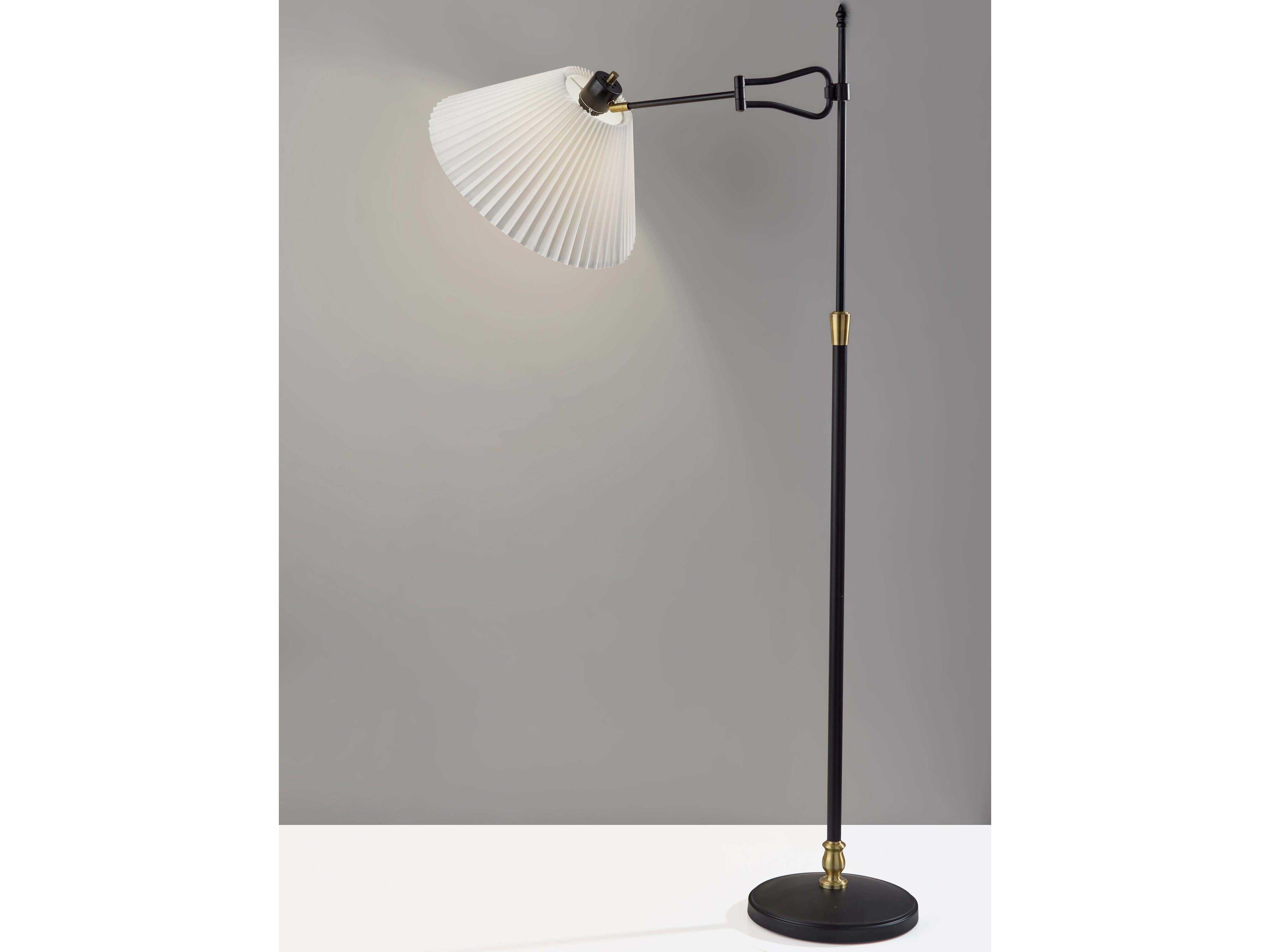 Adesso Elijah Black Antique Brass Floor Lamp