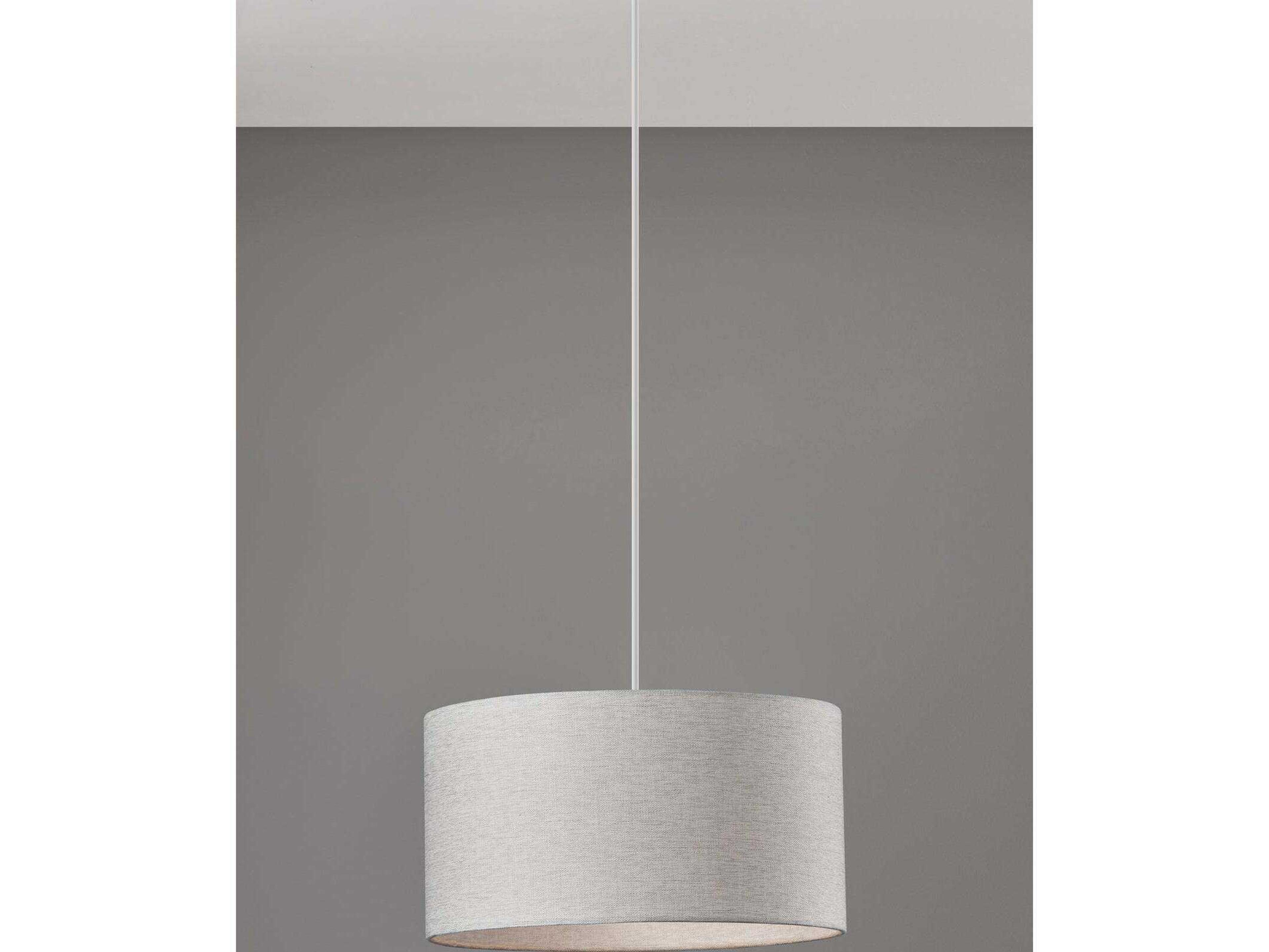 Adesso Harvest 1-Light Light Grey Textured White Drum Pendant
