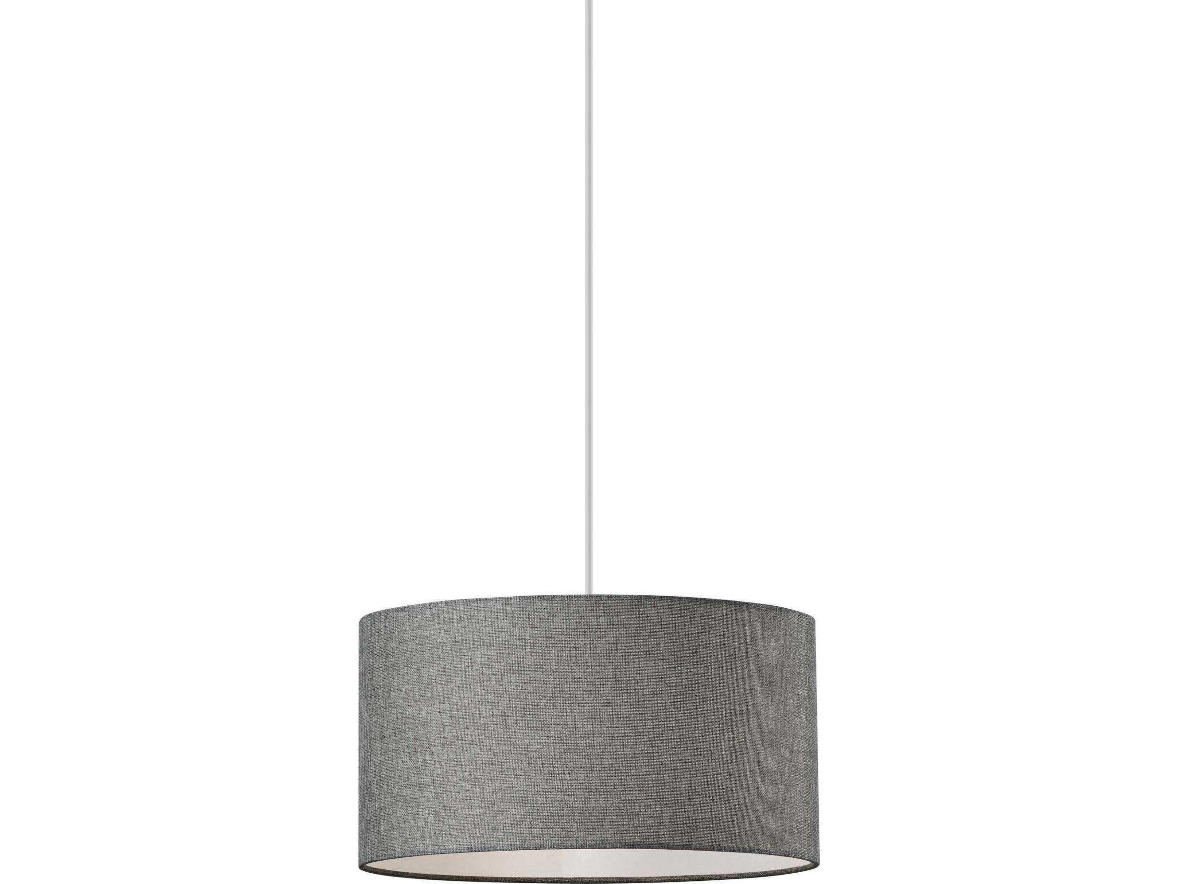 Harvest Drum Pendant Light in Textured Grey Fabric