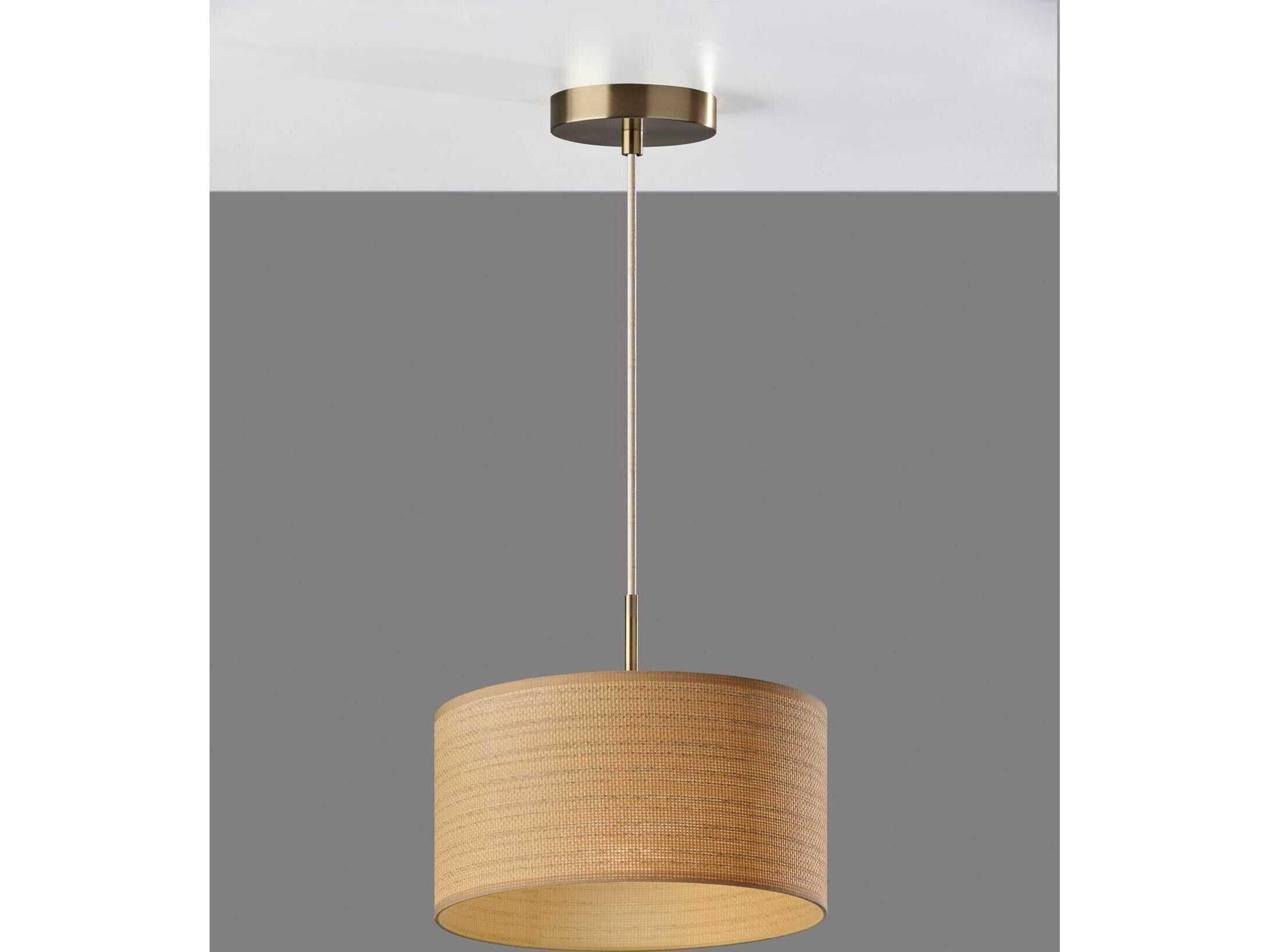 Adesso Harvest Antique Brass Brown Drum Pendant