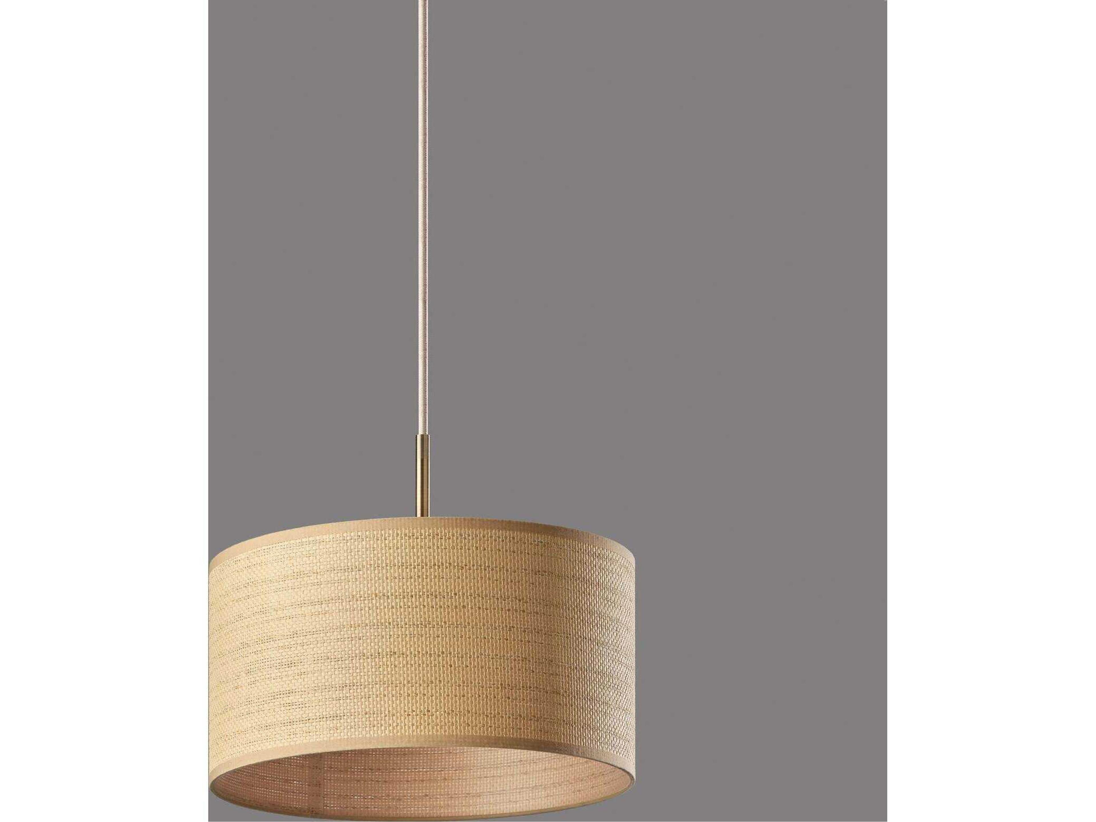 Adesso Harvest Antique Brass Brown Drum Pendant