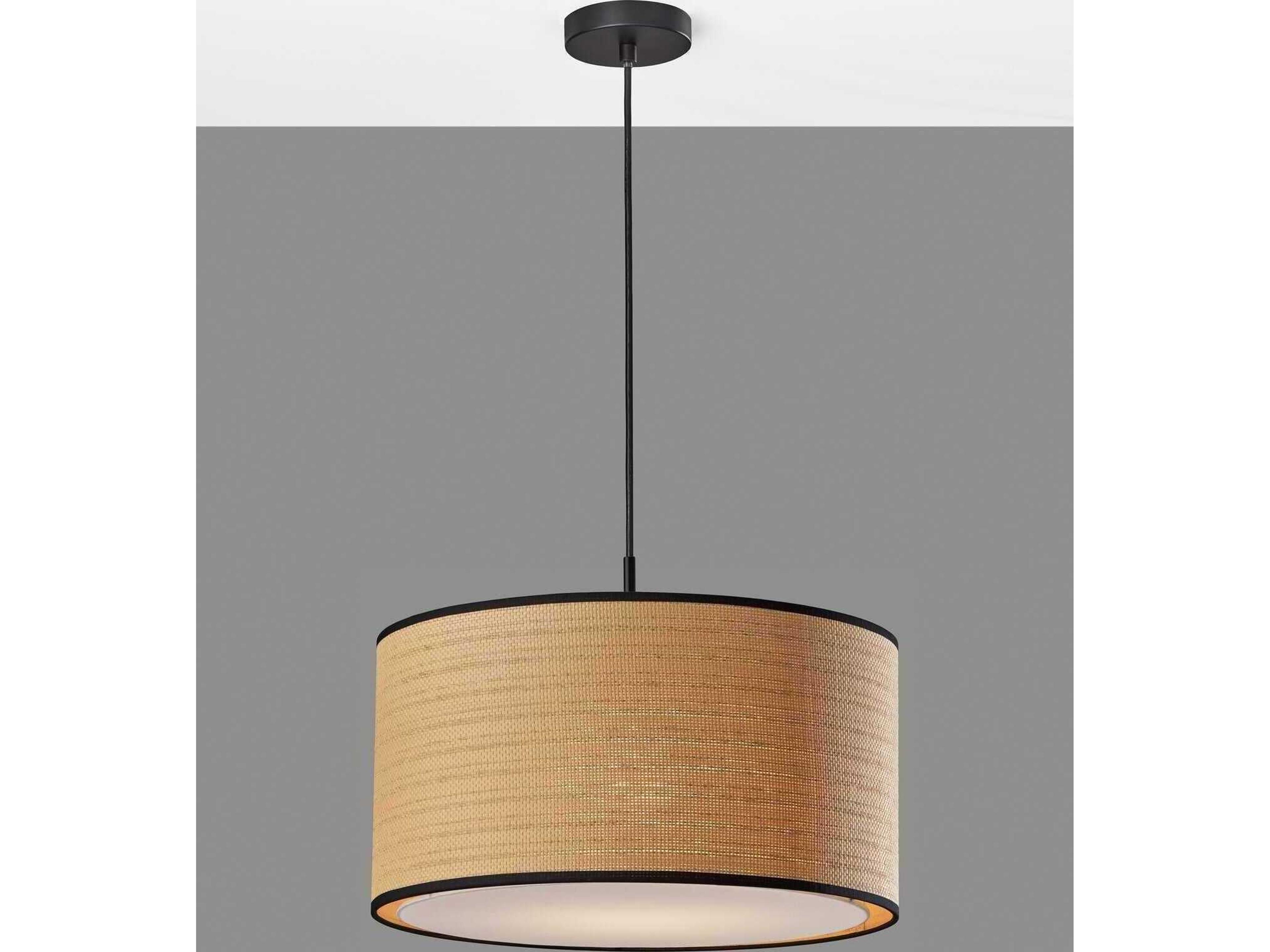 Adesso Harvest Black Brown Drum Pendant