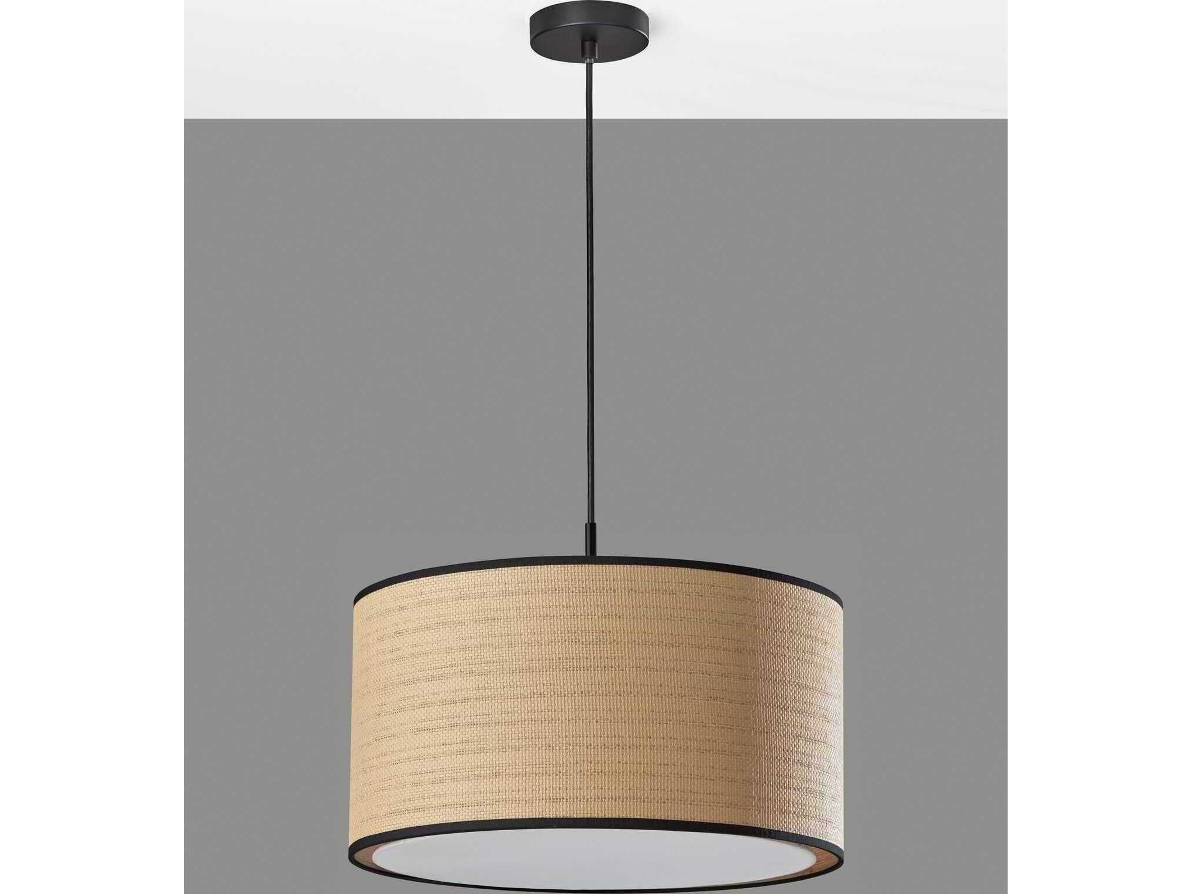 Adesso Harvest Black Brown Drum Pendant