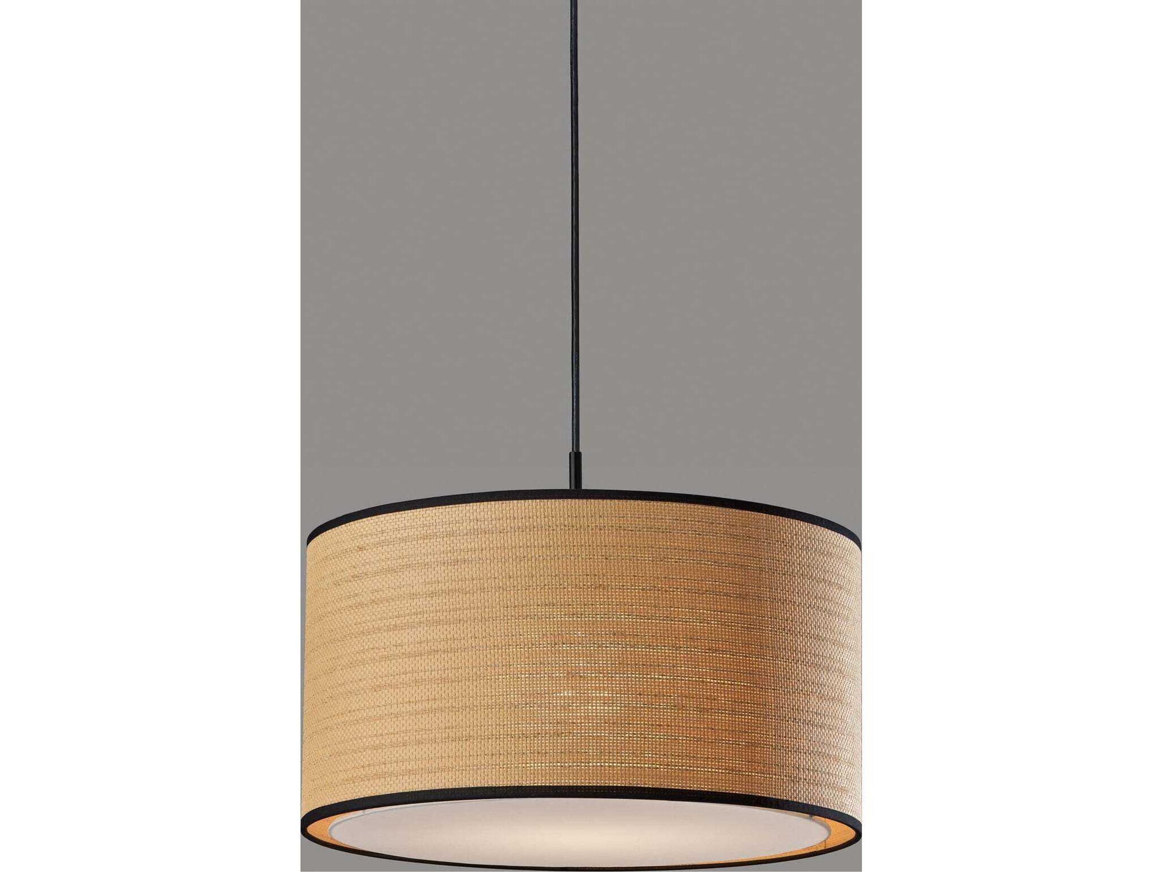 Adesso Harvest Black Brown Drum Pendant