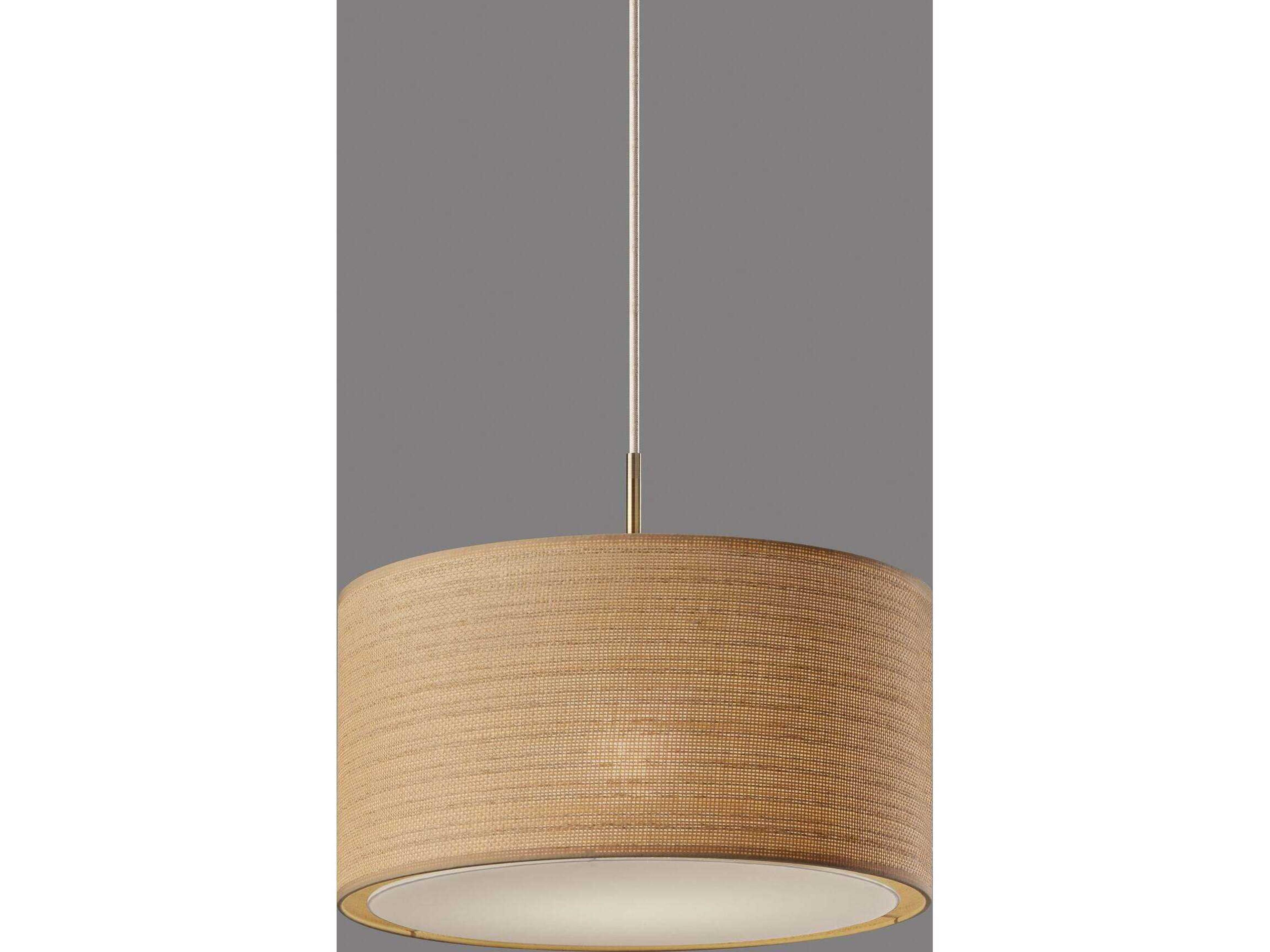 Adesso Harvest Antique Brass Brown Drum Pendant