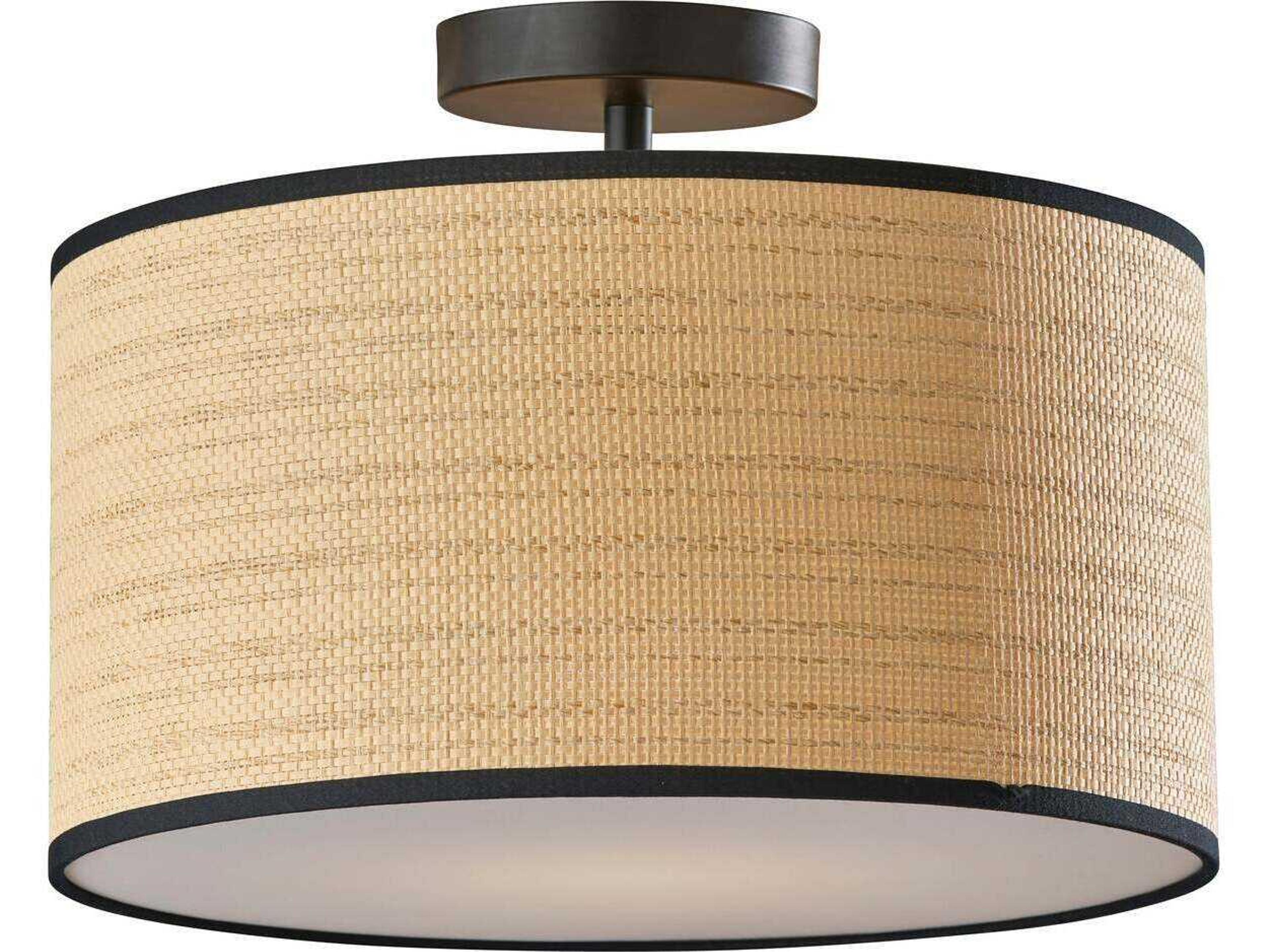 Flush Mount Ceiling Light Harvest 15-Inch Black Woven Paper