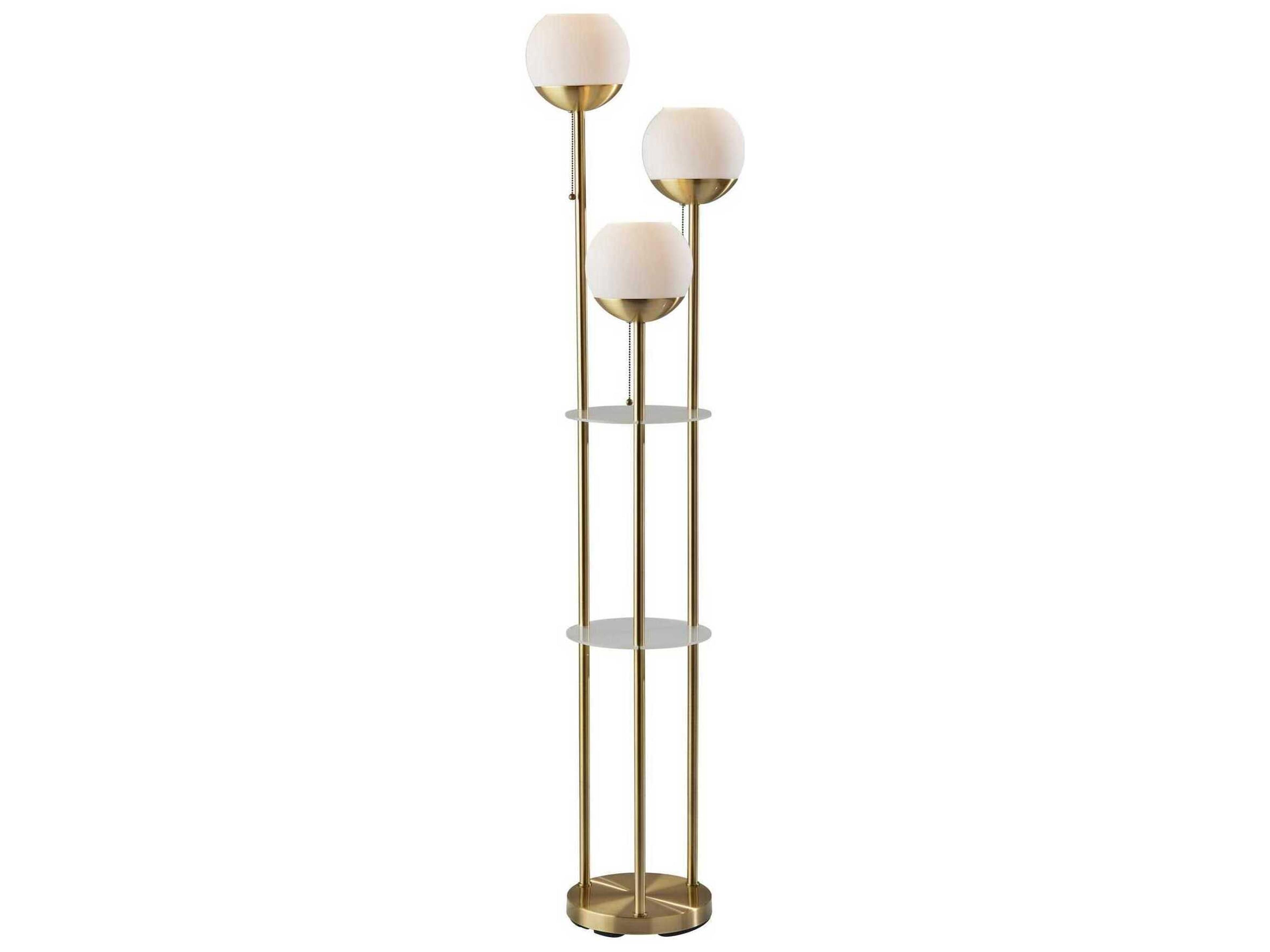 Bianca Shelf Floor Lamp Antique Brass Mid-Century Modern