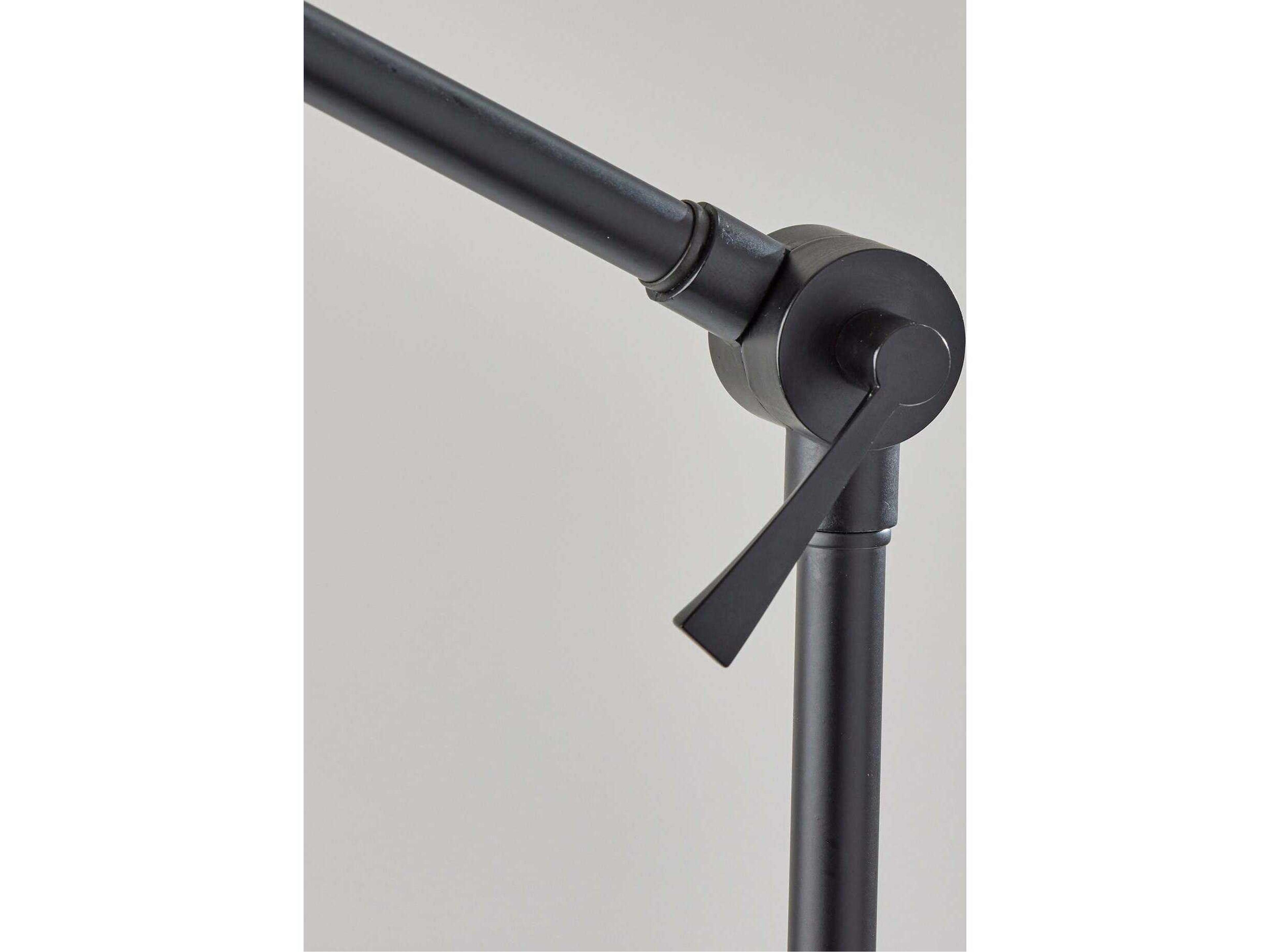 Adesso Willard Dark Bronze Beige Textured Fabric Floor Lamp