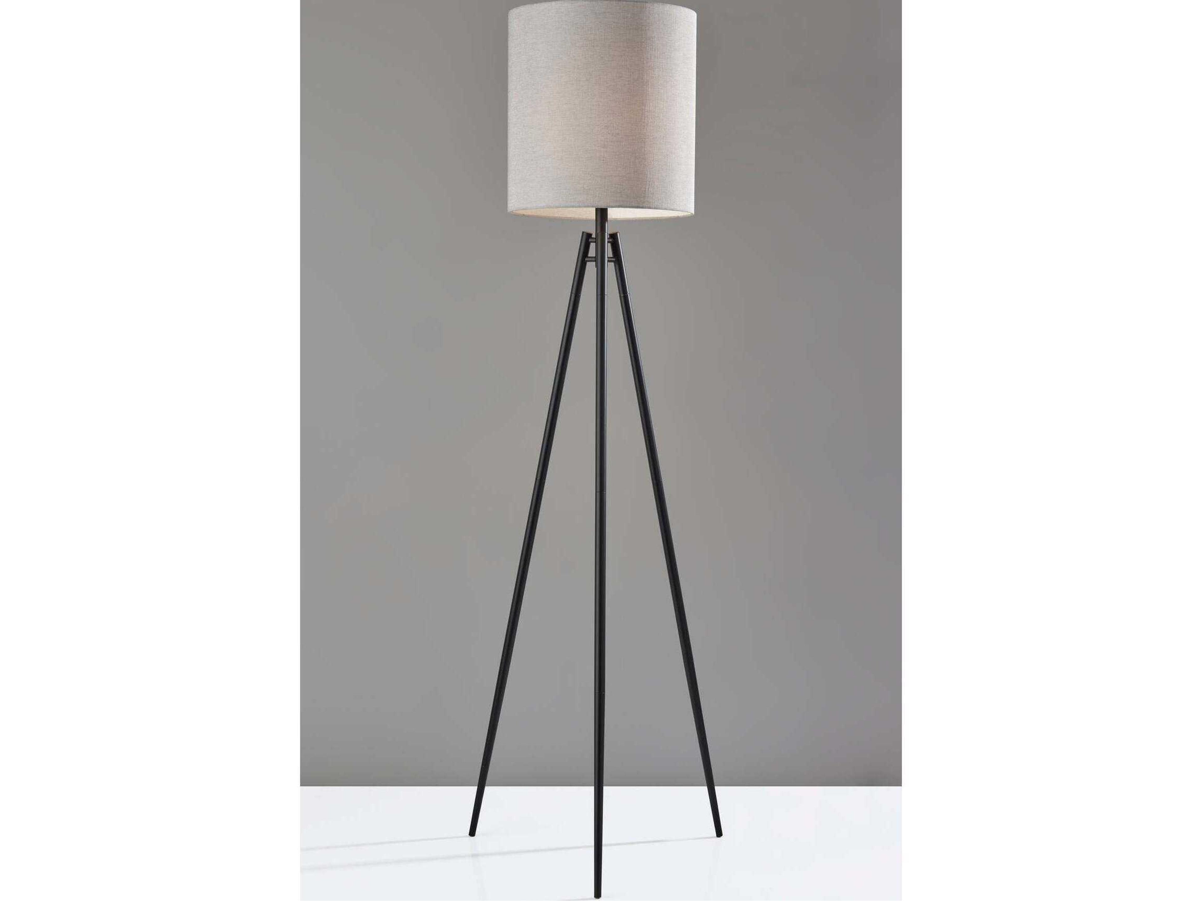 Adesso Glenwood Black Light Taupe Textured Fabric Floor Lamp