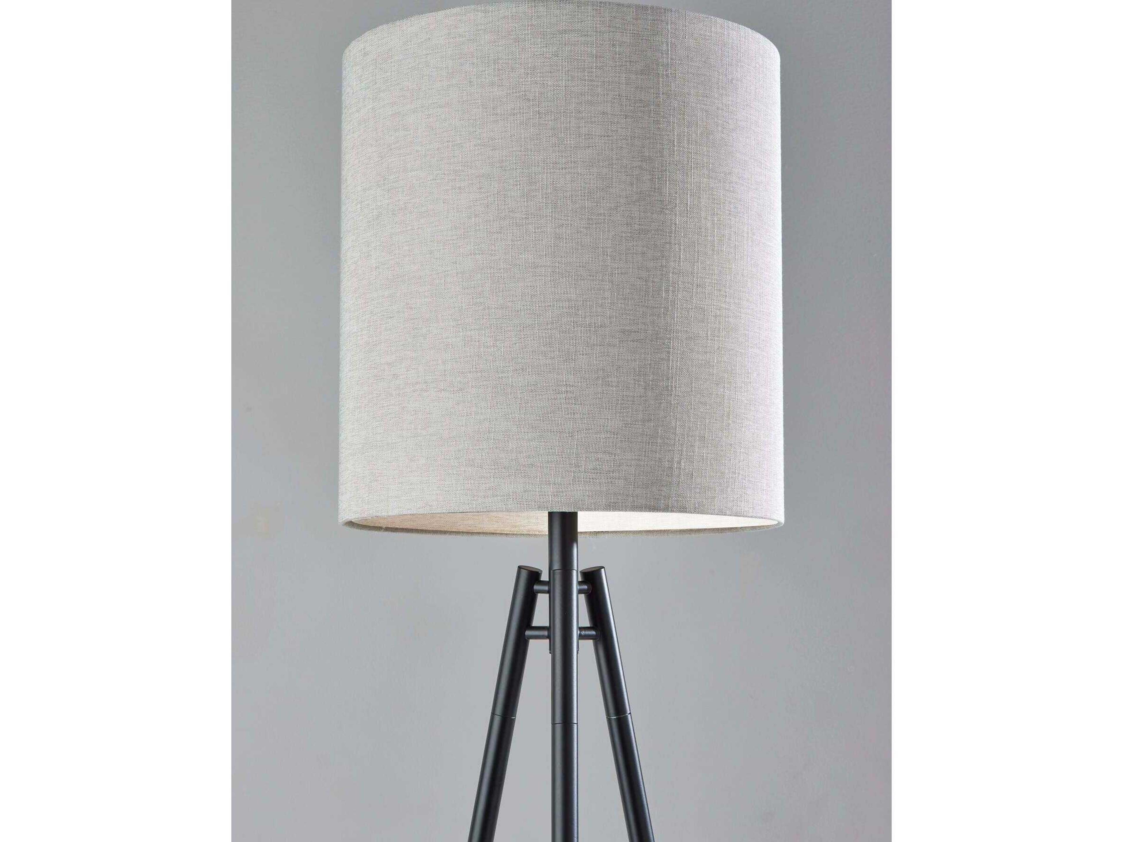 Adesso Glenwood Black Light Taupe Textured Fabric Floor Lamp