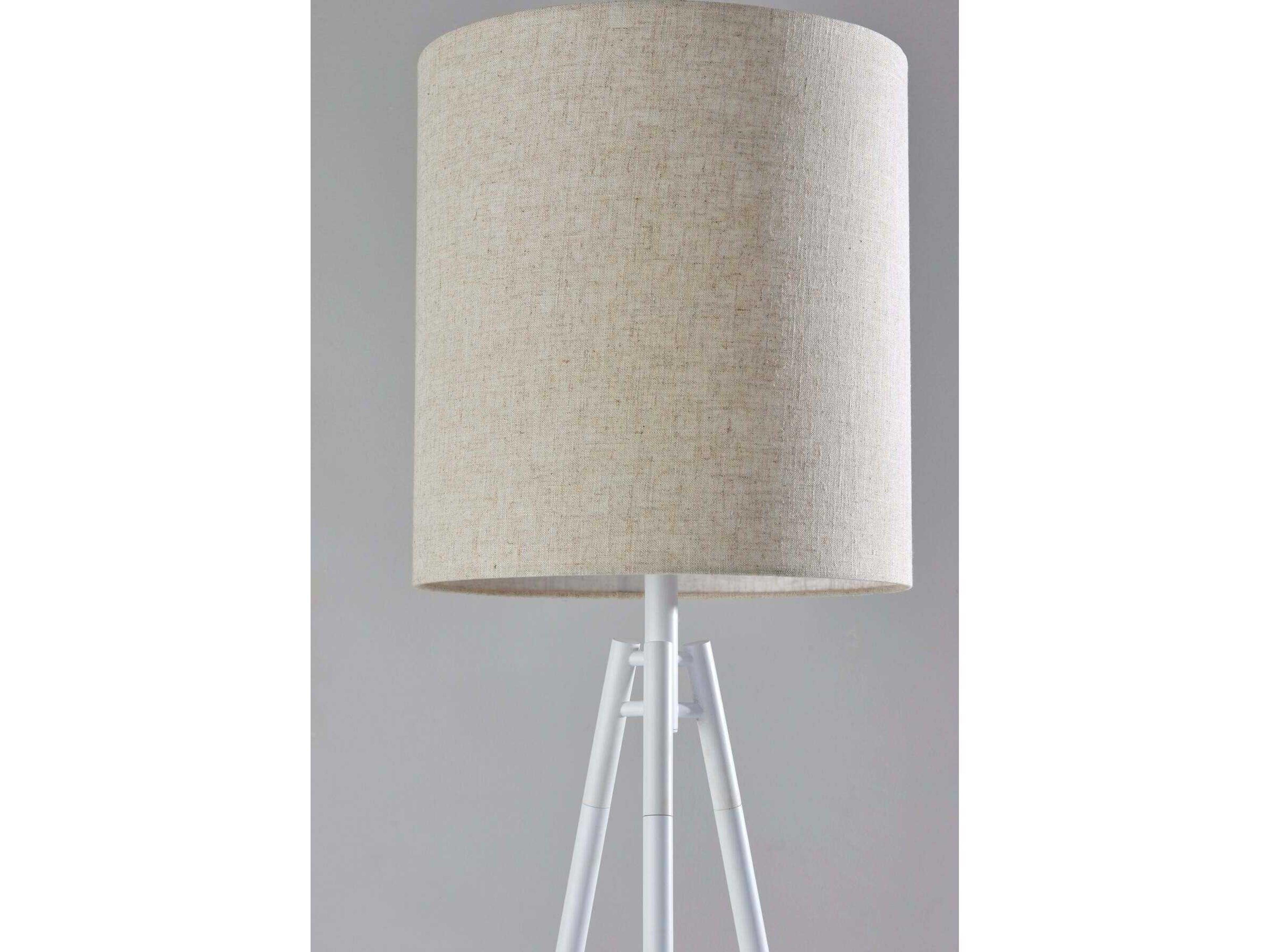 Adesso Glenwood White Light Beige Textured Fabric Floor Lamp