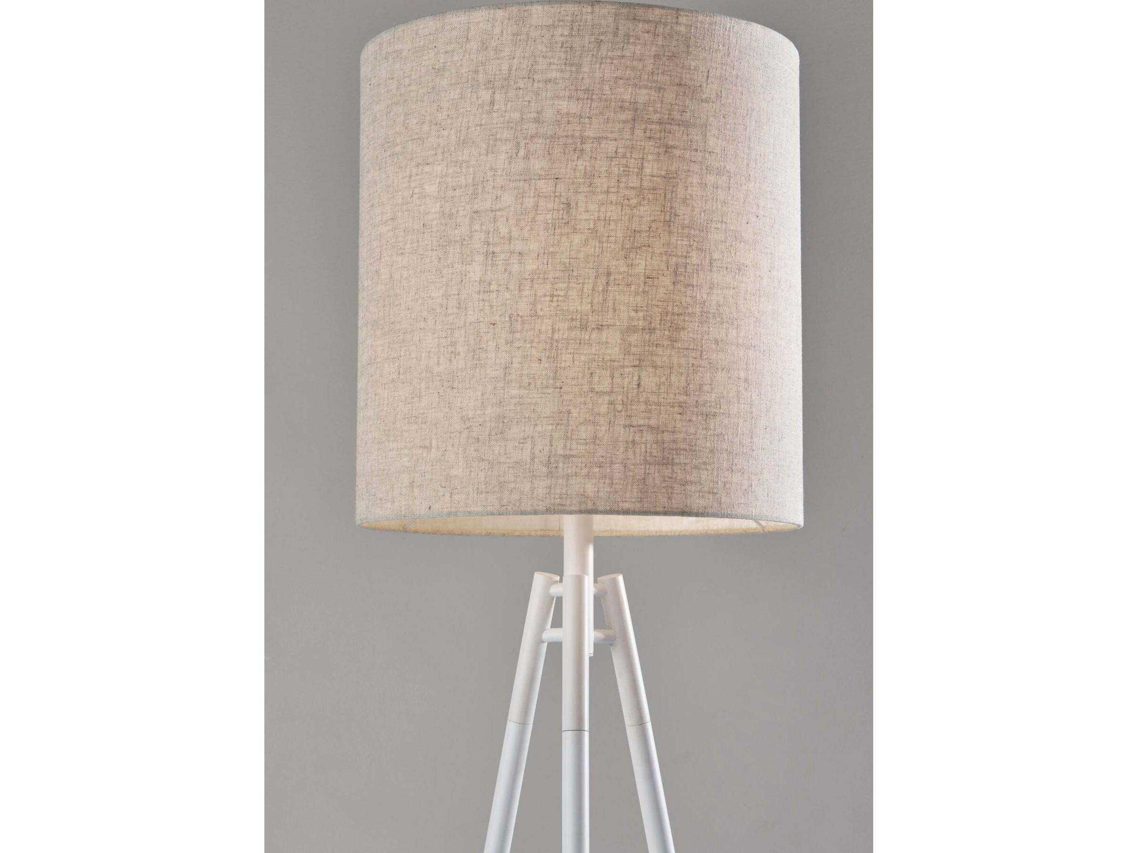 Adesso Glenwood White Light Beige Textured Fabric Floor Lamp