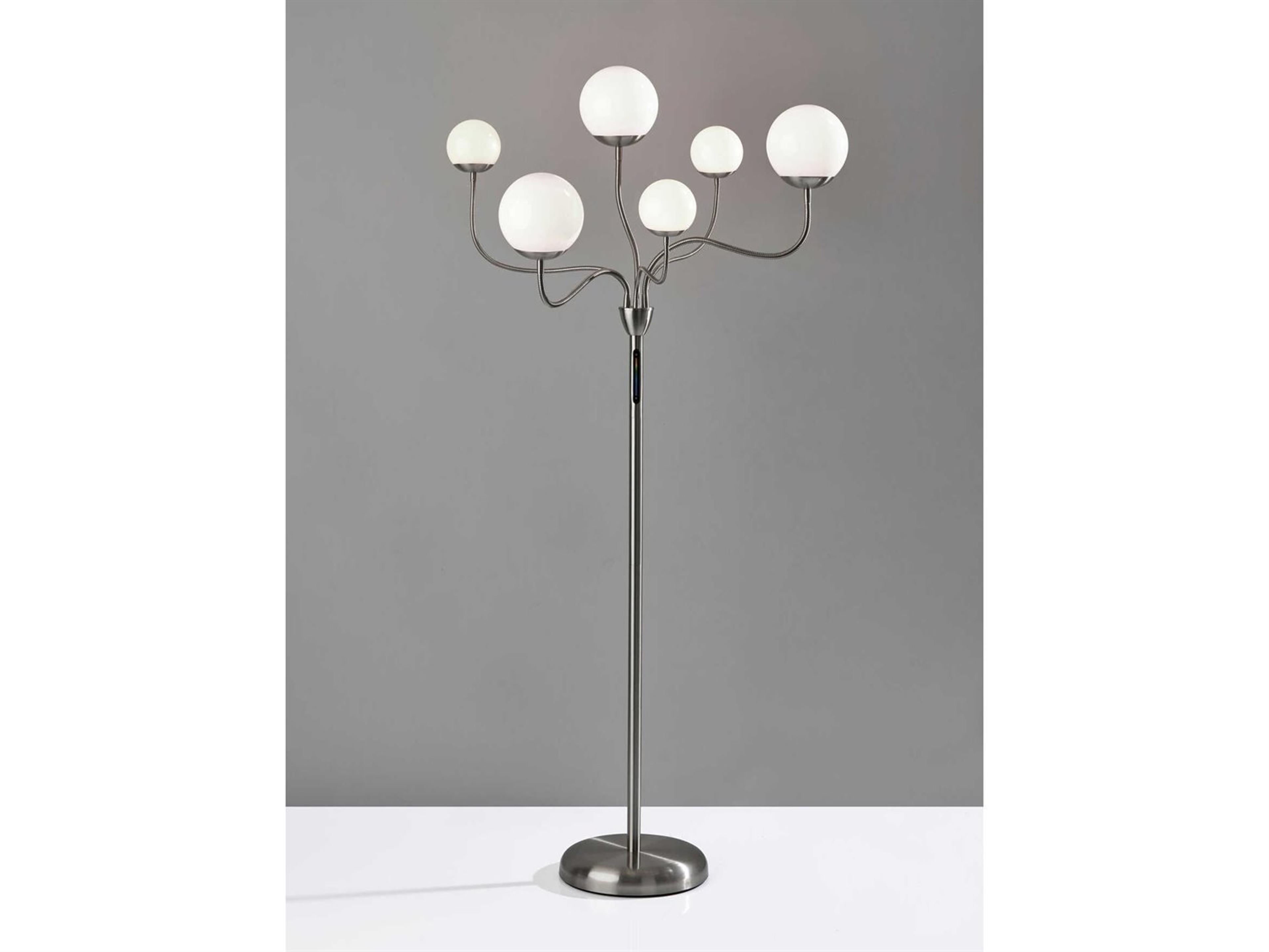 Adesso Phoebe Brushed Steel White Plastic Floor Lamp