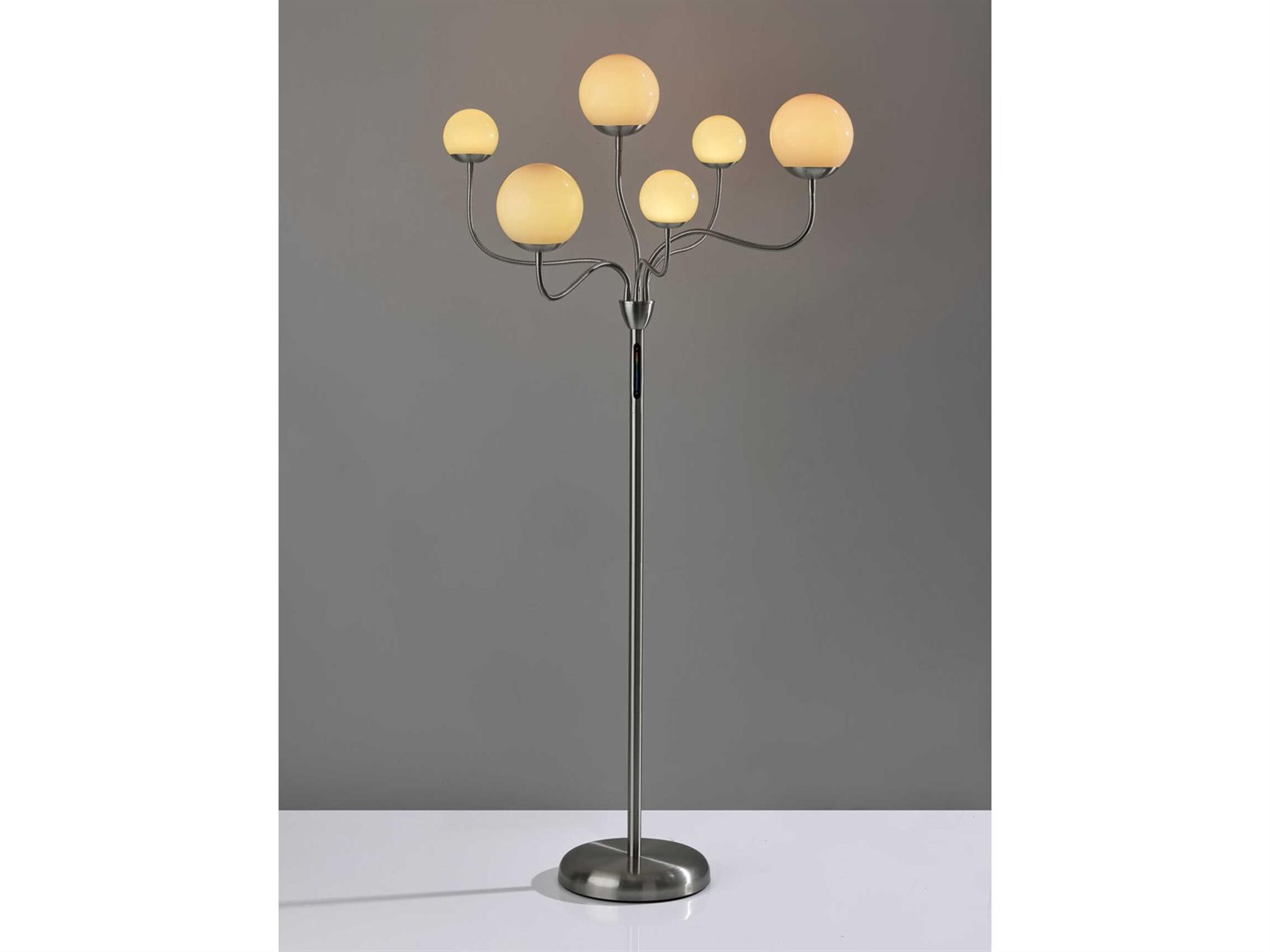 Adesso Phoebe Brushed Steel White Plastic Floor Lamp