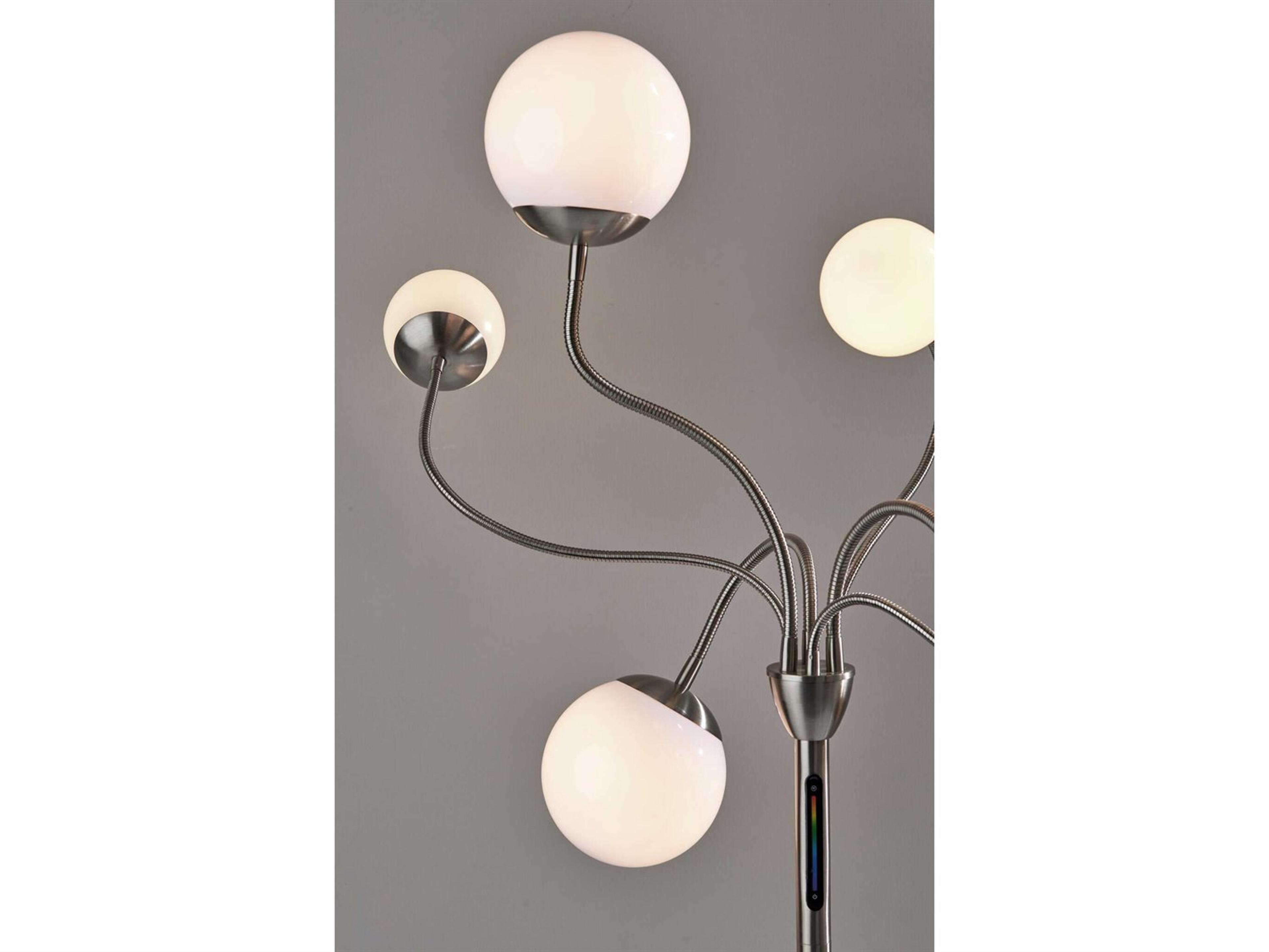 Adesso Phoebe Brushed Steel White Plastic Floor Lamp