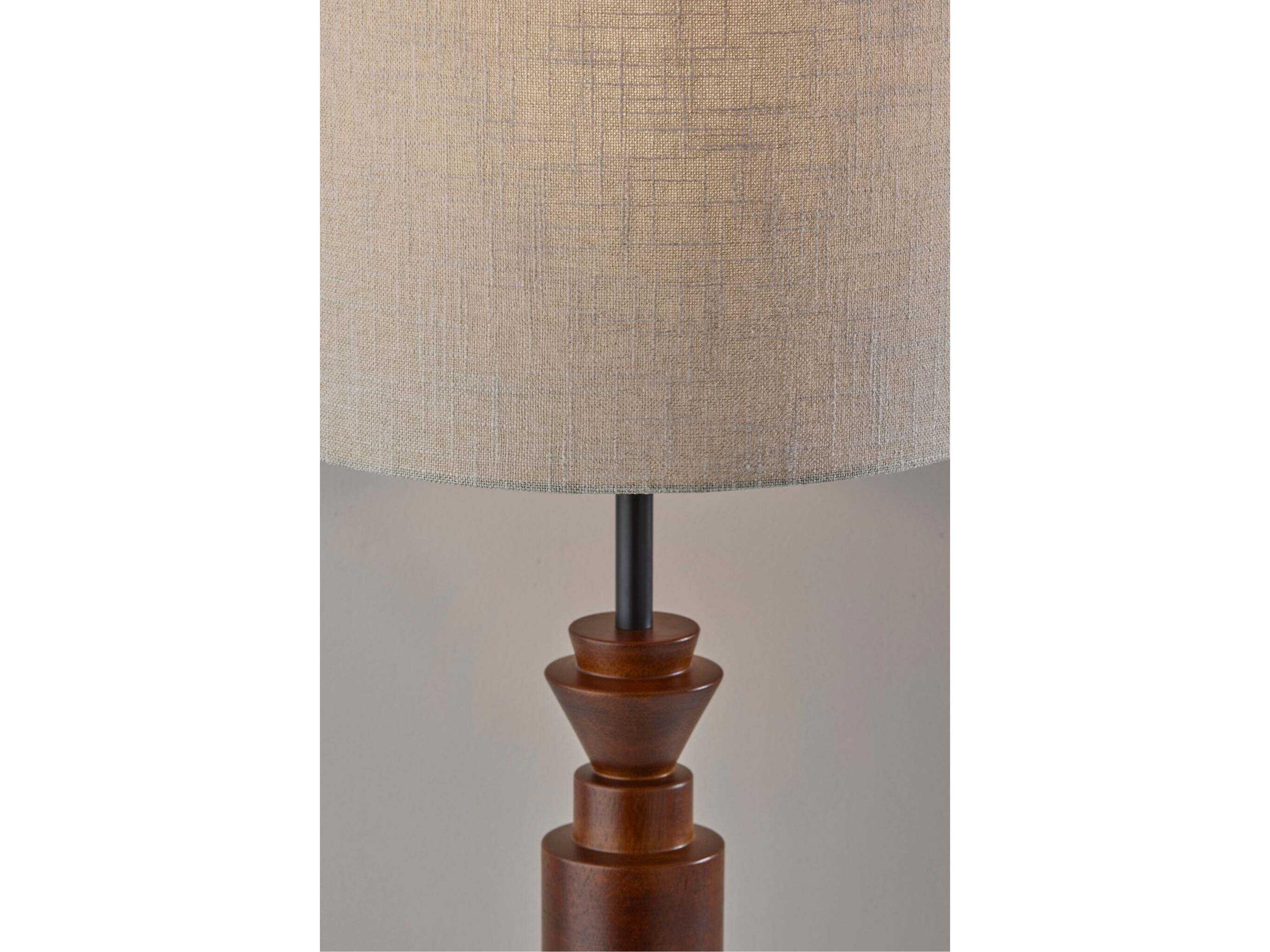 Adesso Elton Black Walnut Light Beige Textured Fabric Buffet Lamp